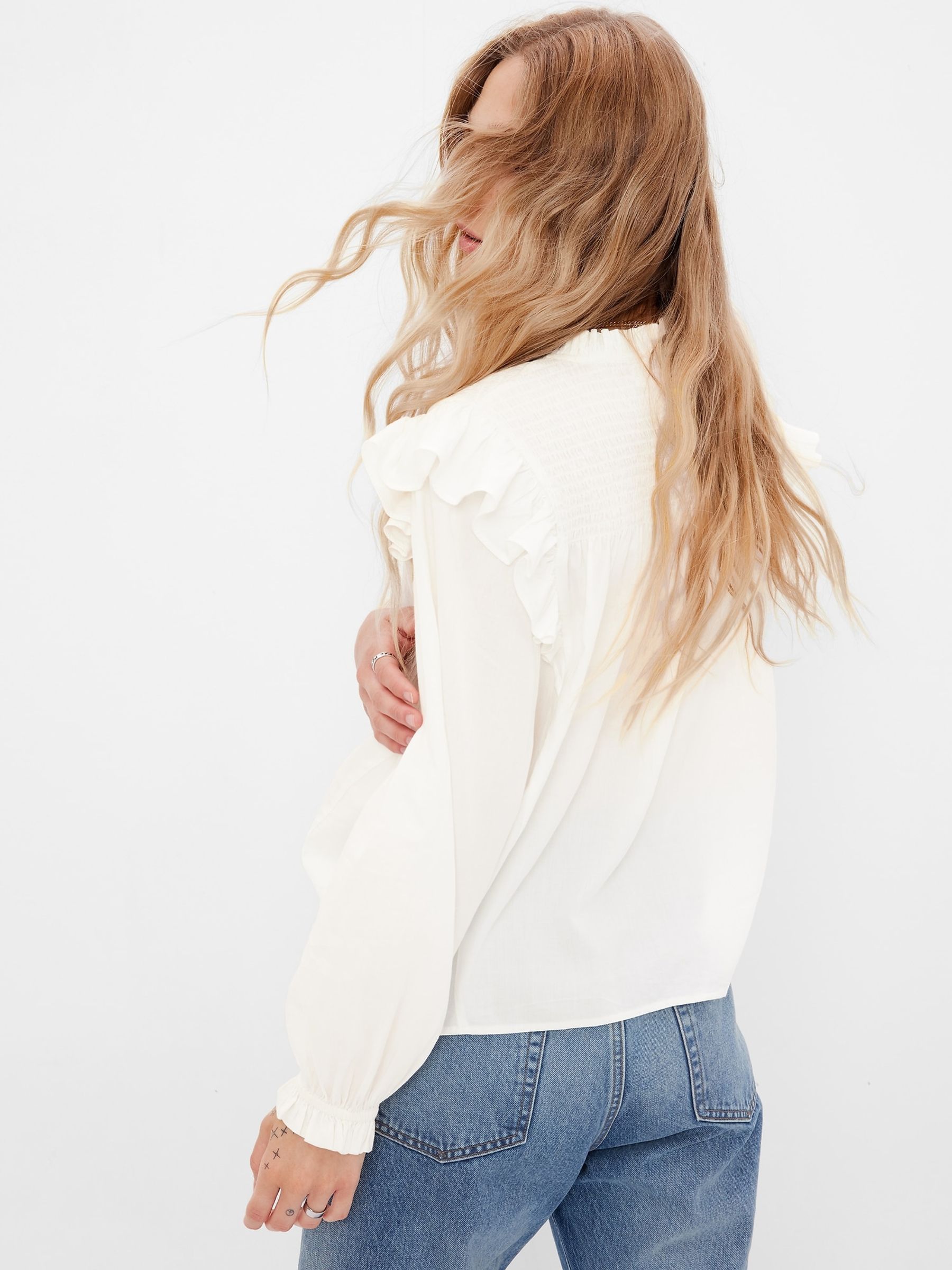 Smocked long sleeve top new arrivals