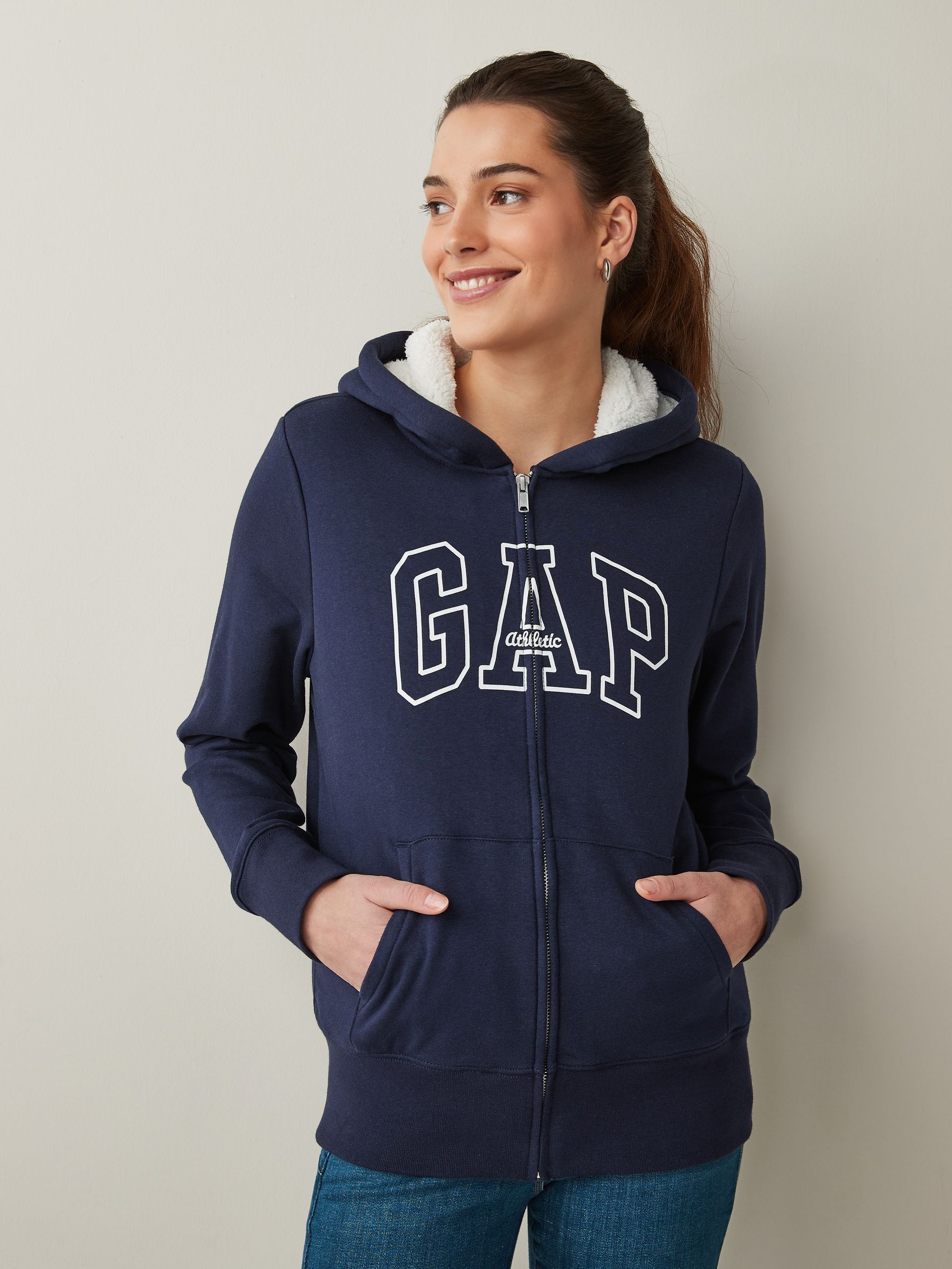 Sherpa lined hoodie gap online