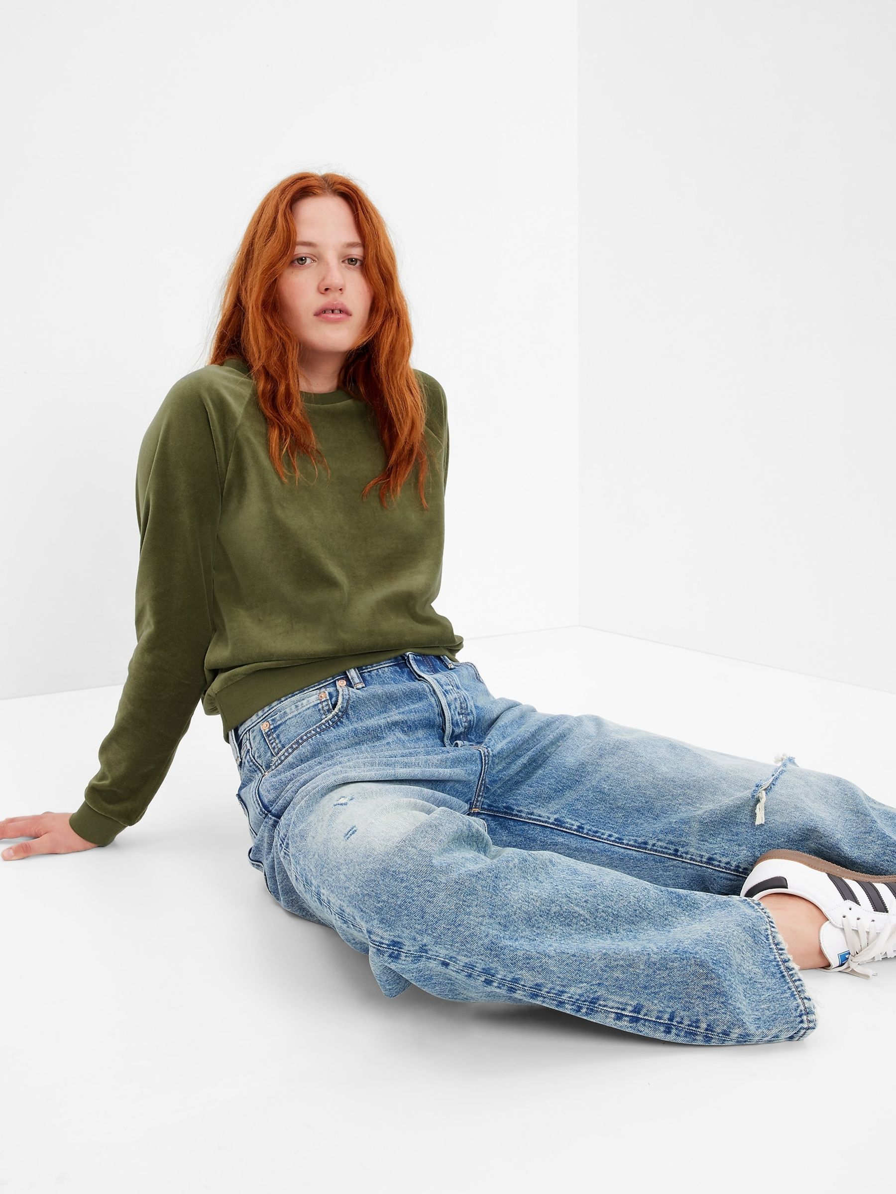 Green Velour Pullover Jumper