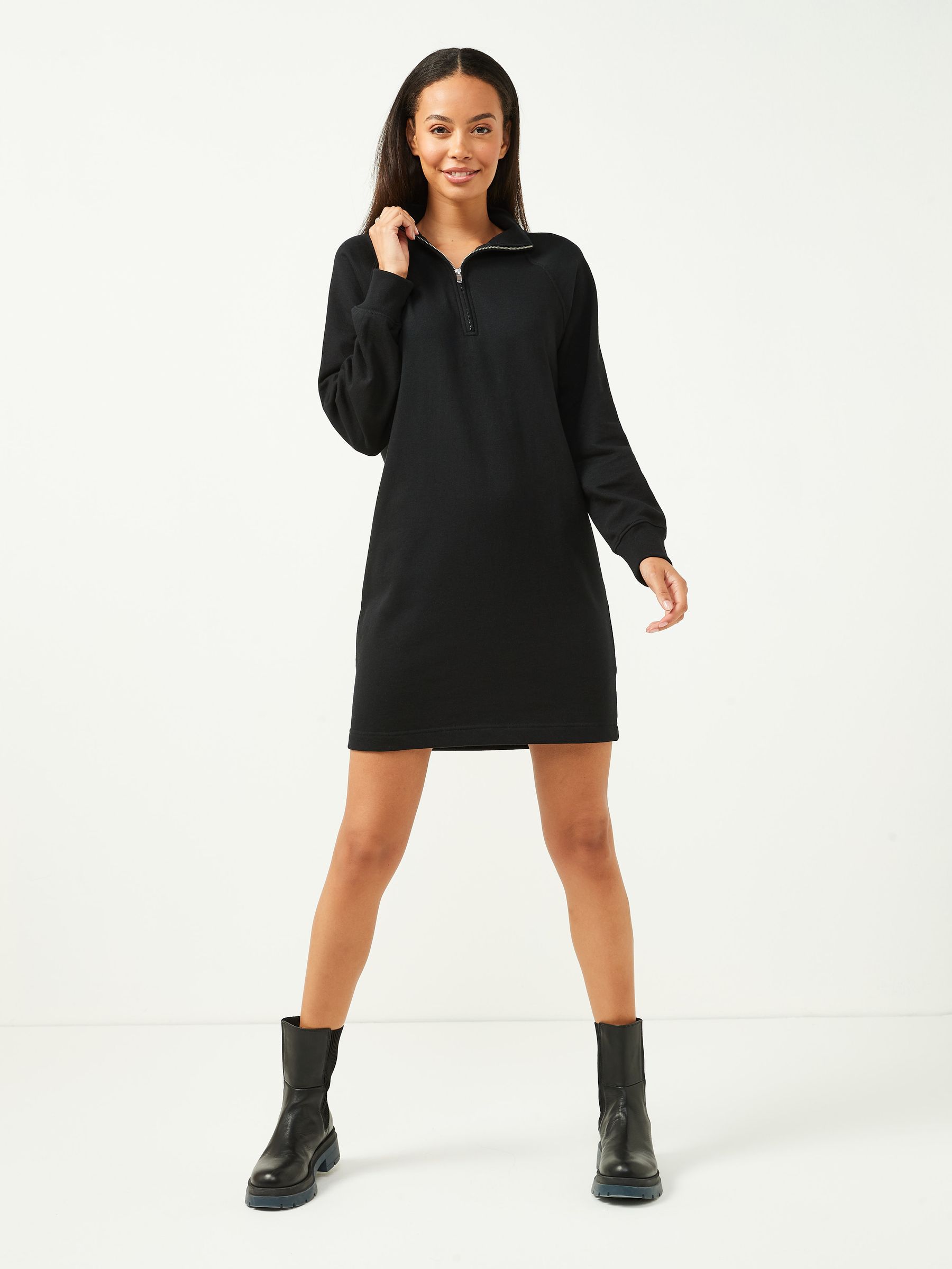 Buy Black Quarter Zip Sweatshirt Dress from the Gap online shop