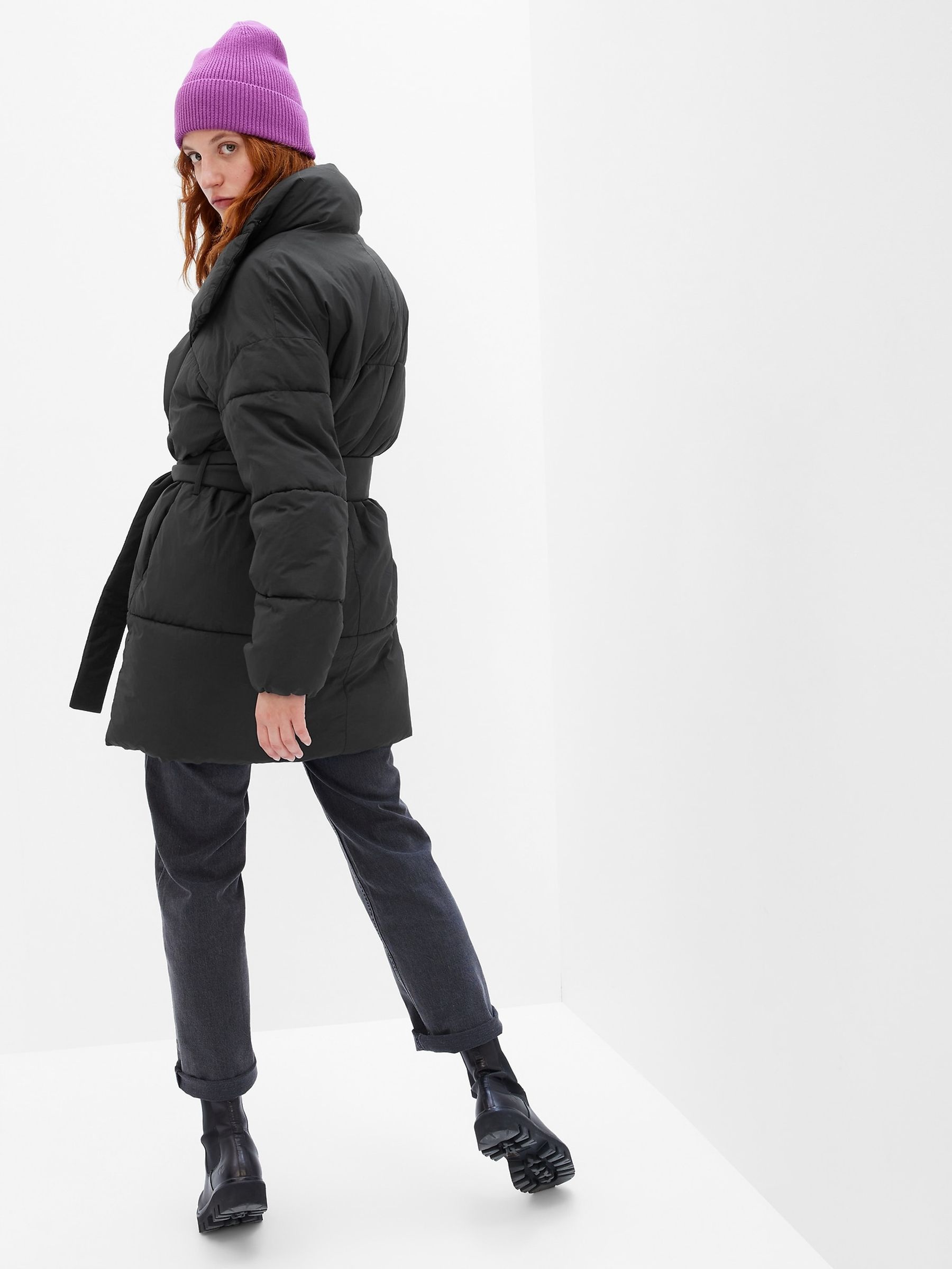 Buy Black Duvet Wrap Puffer Coat from the Gap online shop