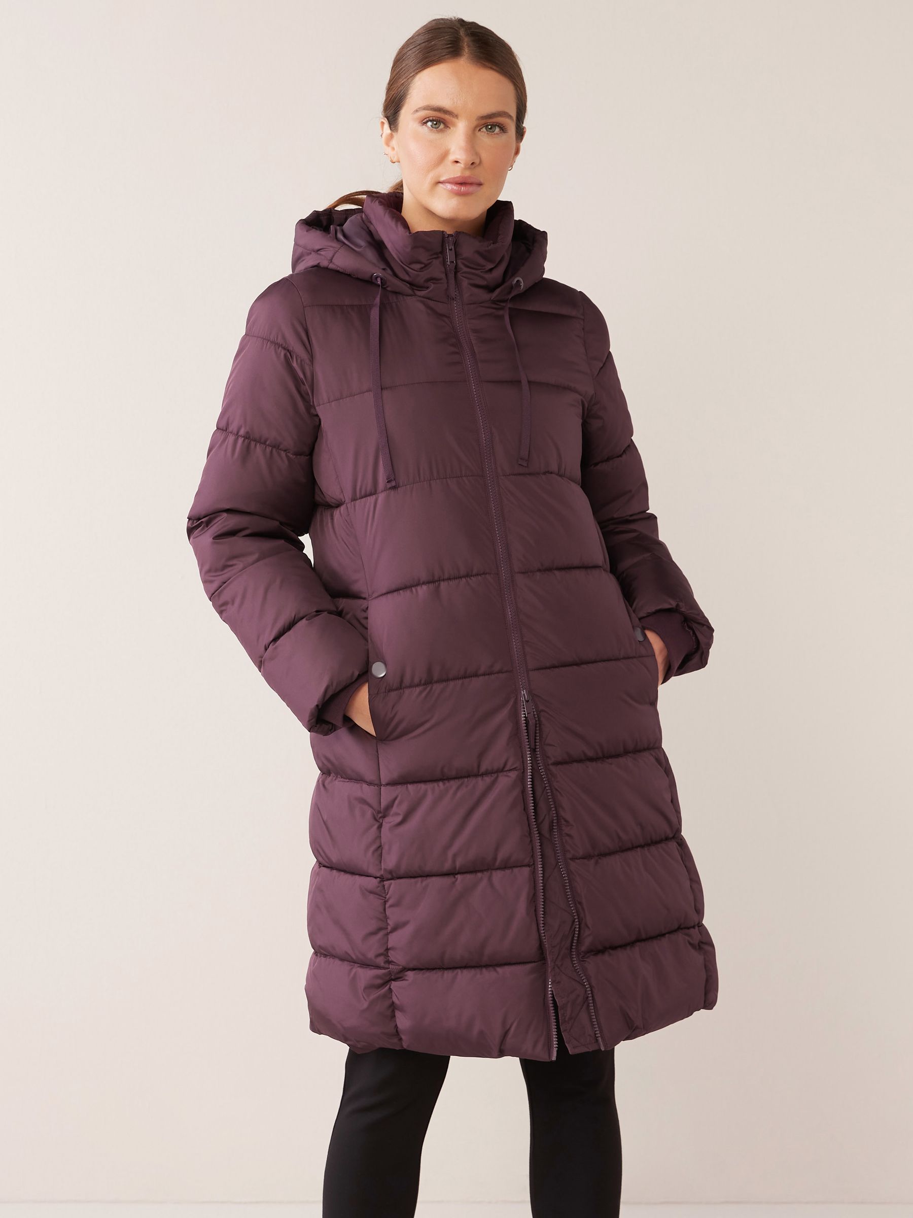 Long purple puffer coat on sale