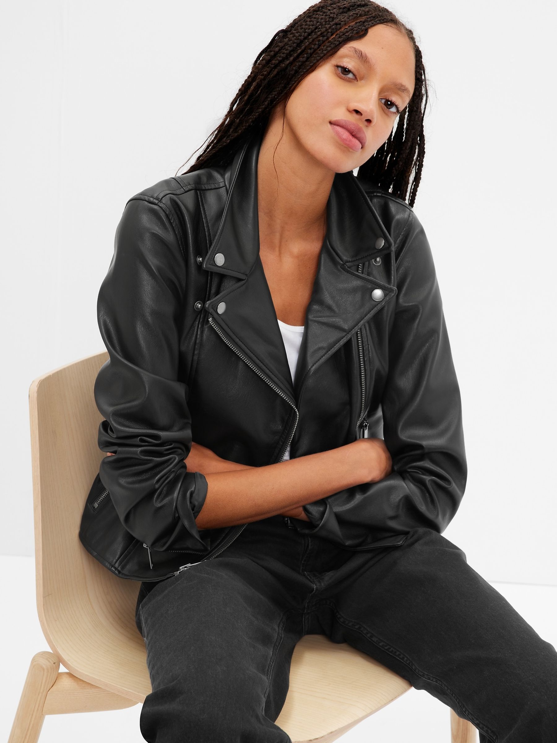 Black Faux Leather Moto Jacket
