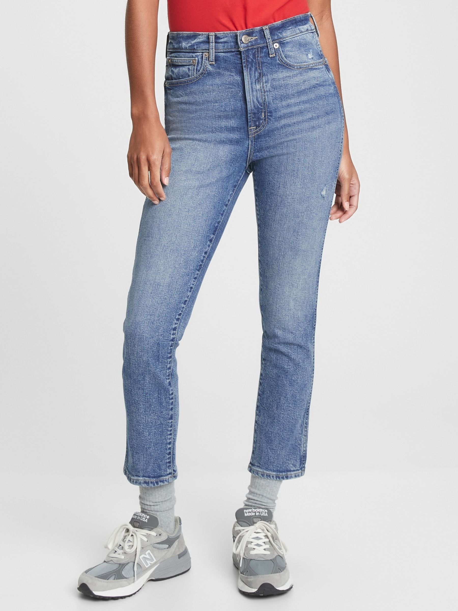 Mid Wash Blue Vintage Slim High Waisted Jeans