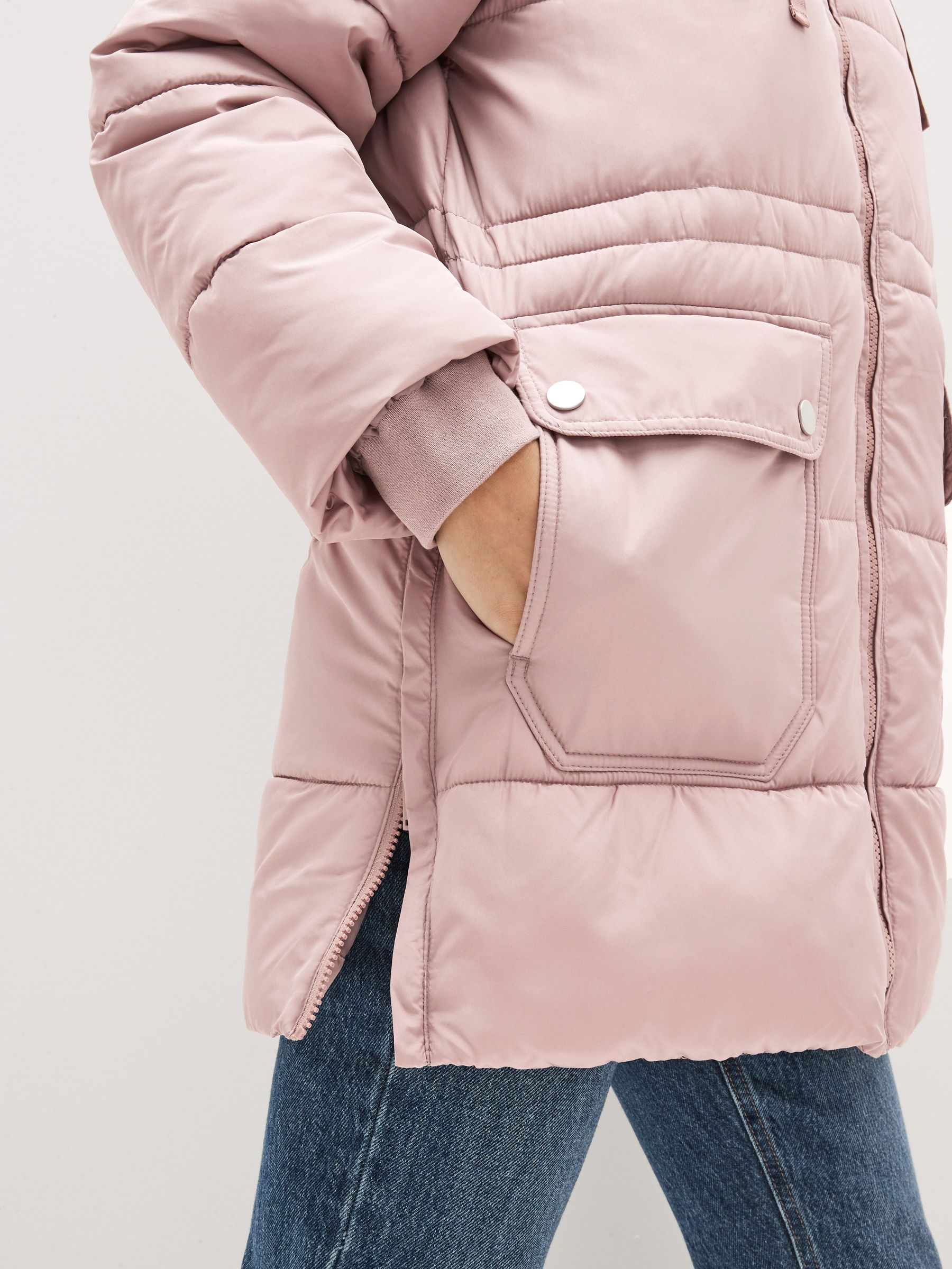 Pink patent leather puffer jacket clearance