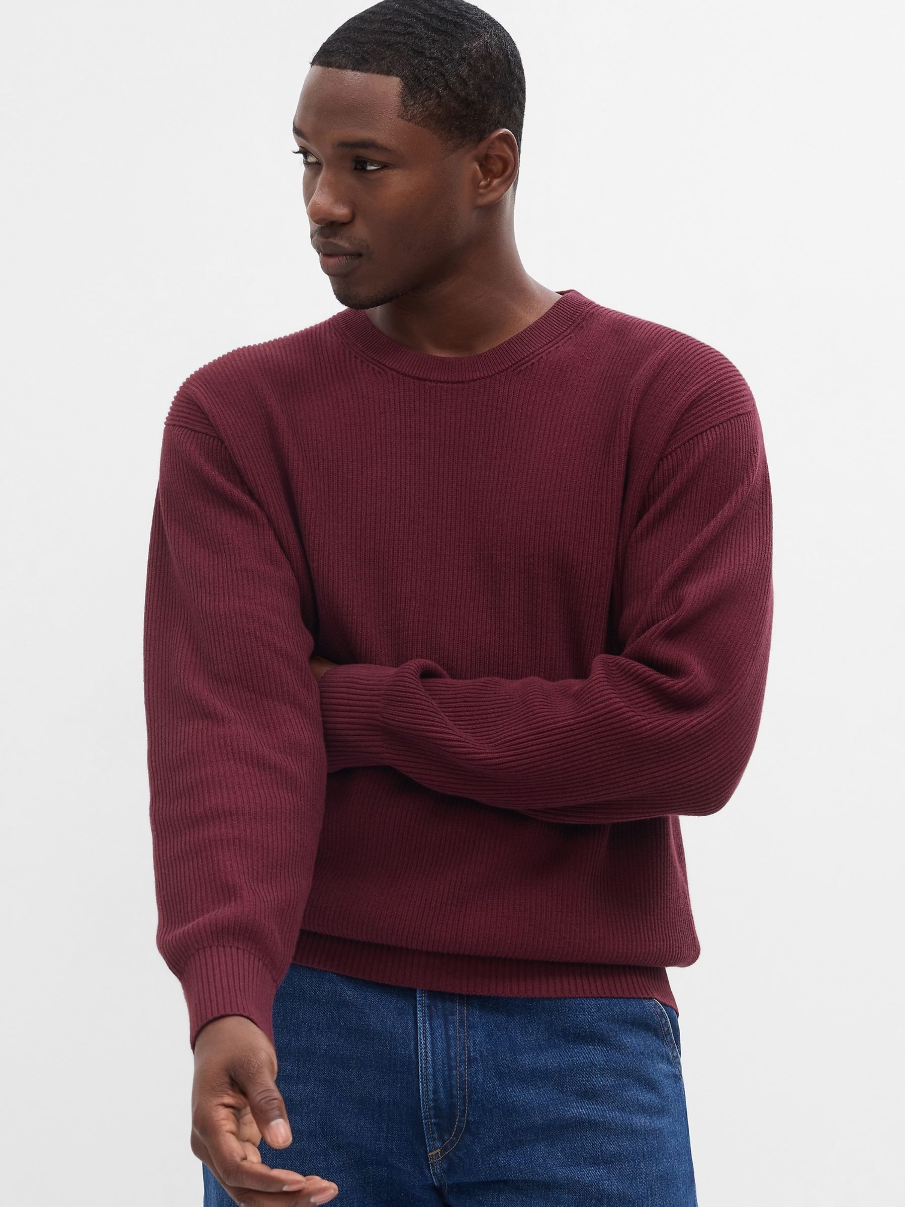 Burgundy ribbed jumper cheap