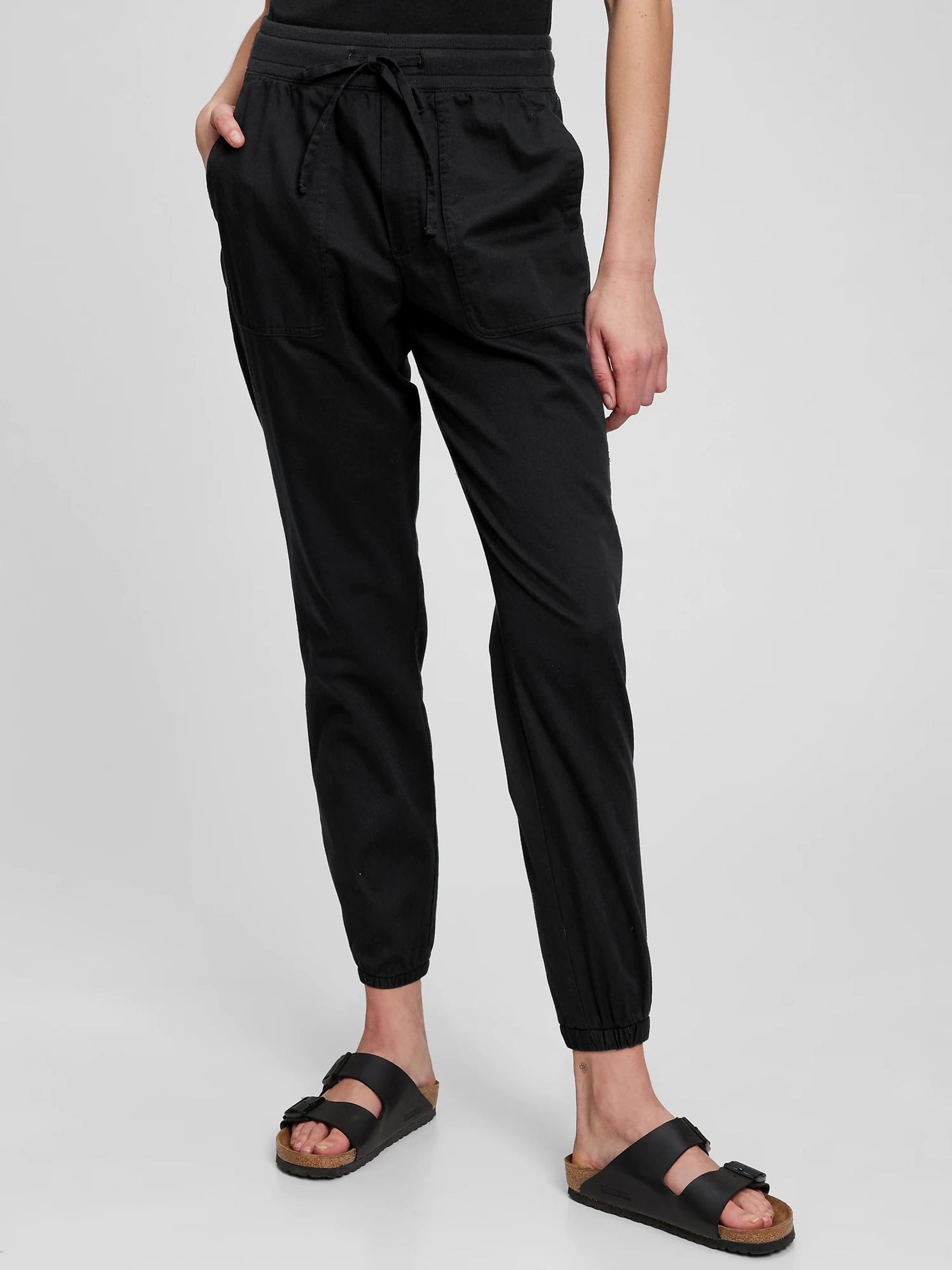 Black ribbed joggers womens hot sale