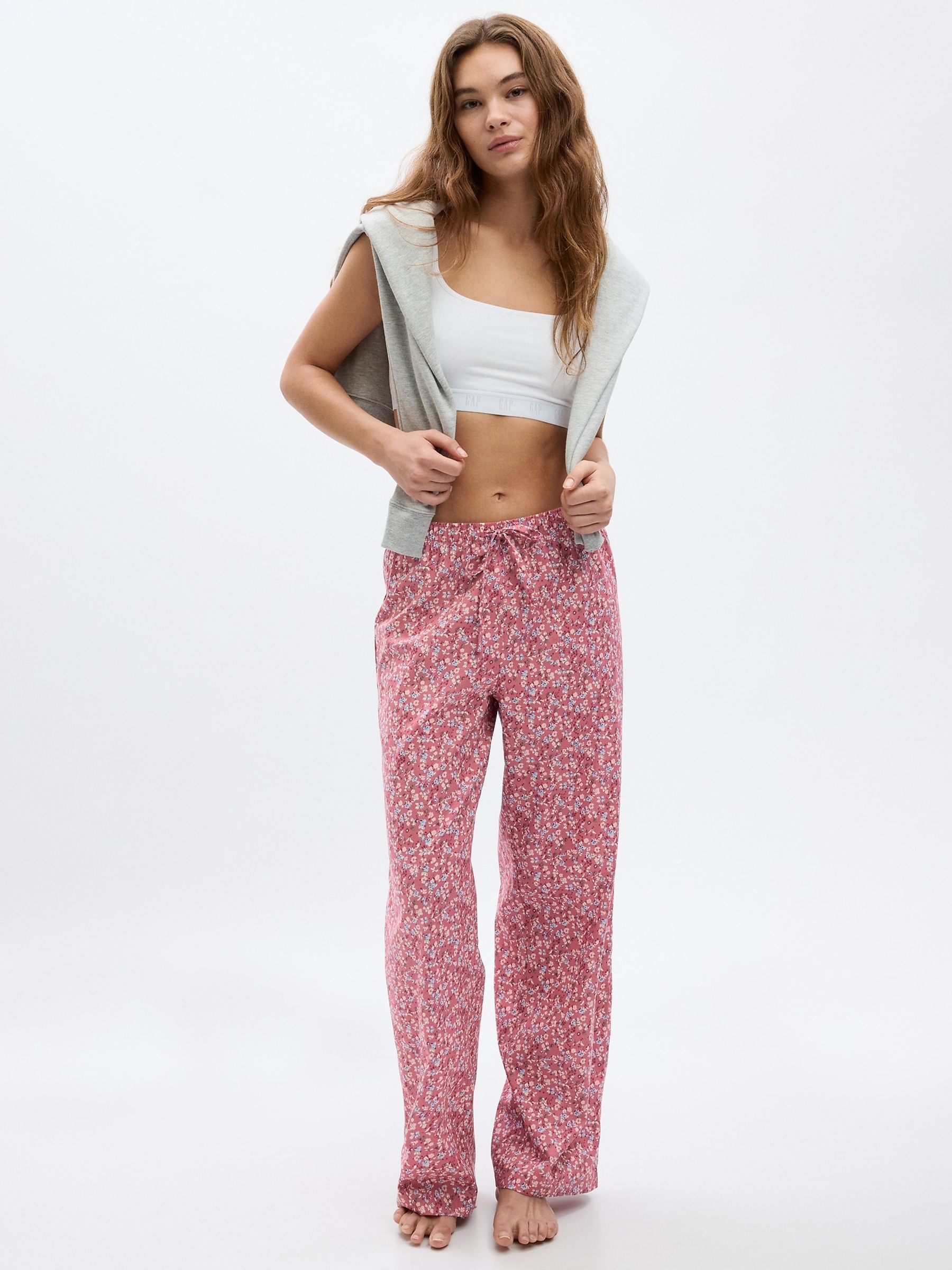 Pink Floral Floral Poplin Pyjama Bottoms