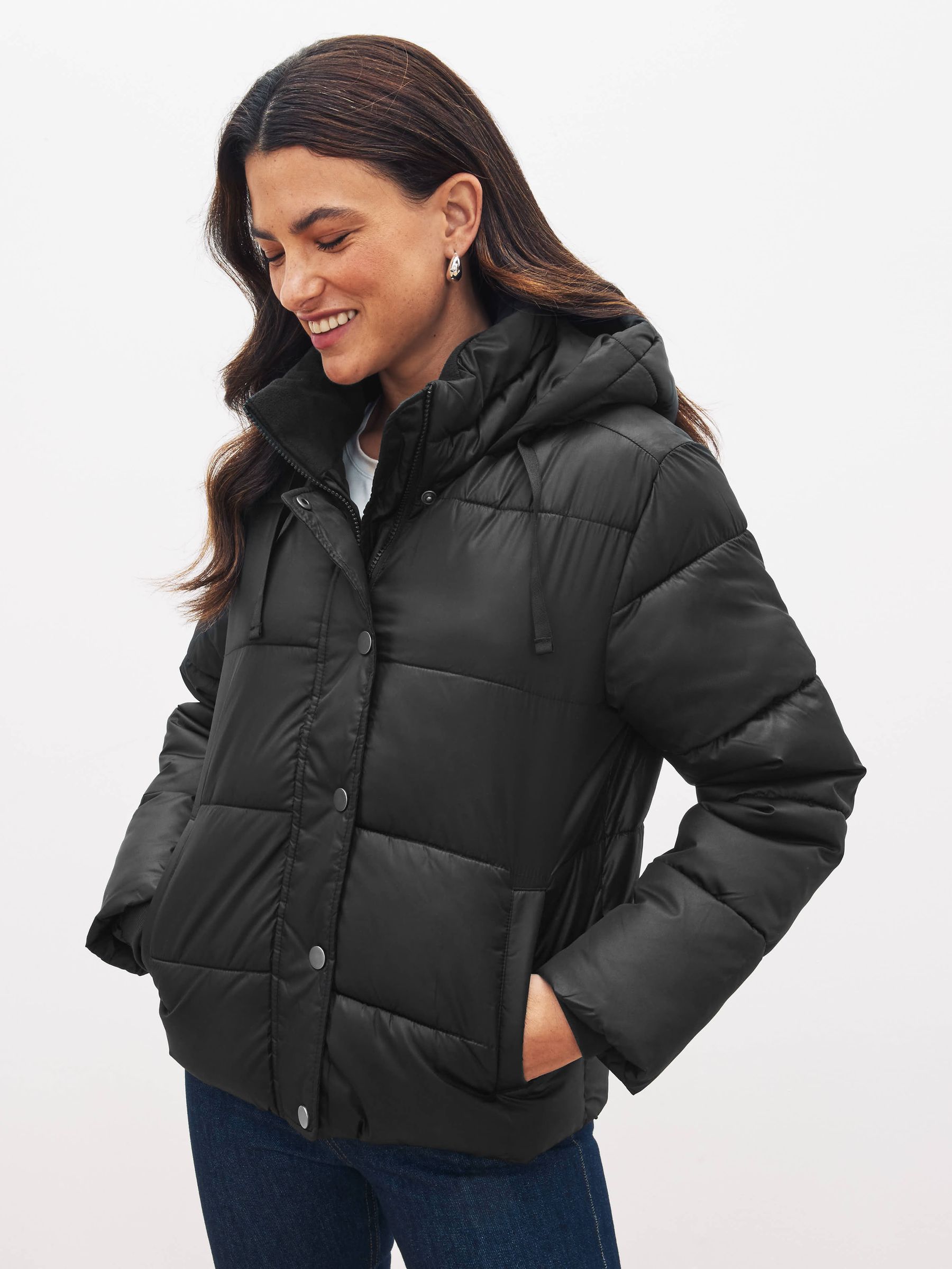 Black Short Puffer Coat Gap