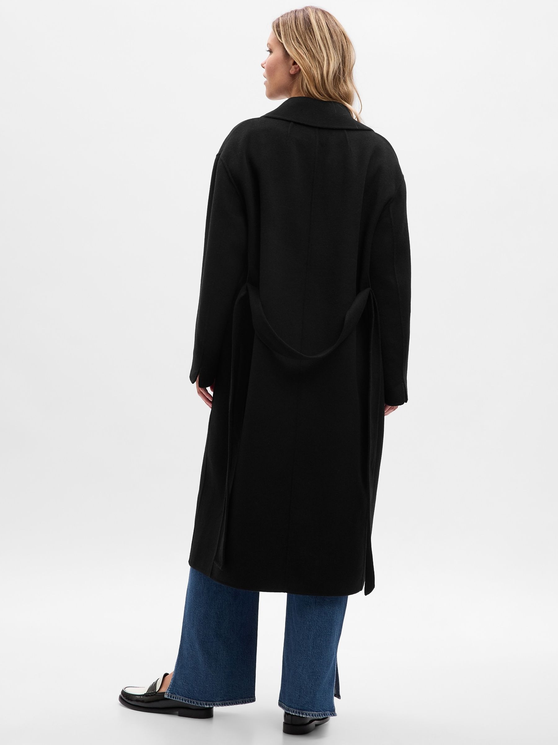 Buy Black Wool Wrap Coat from the Gap online shop