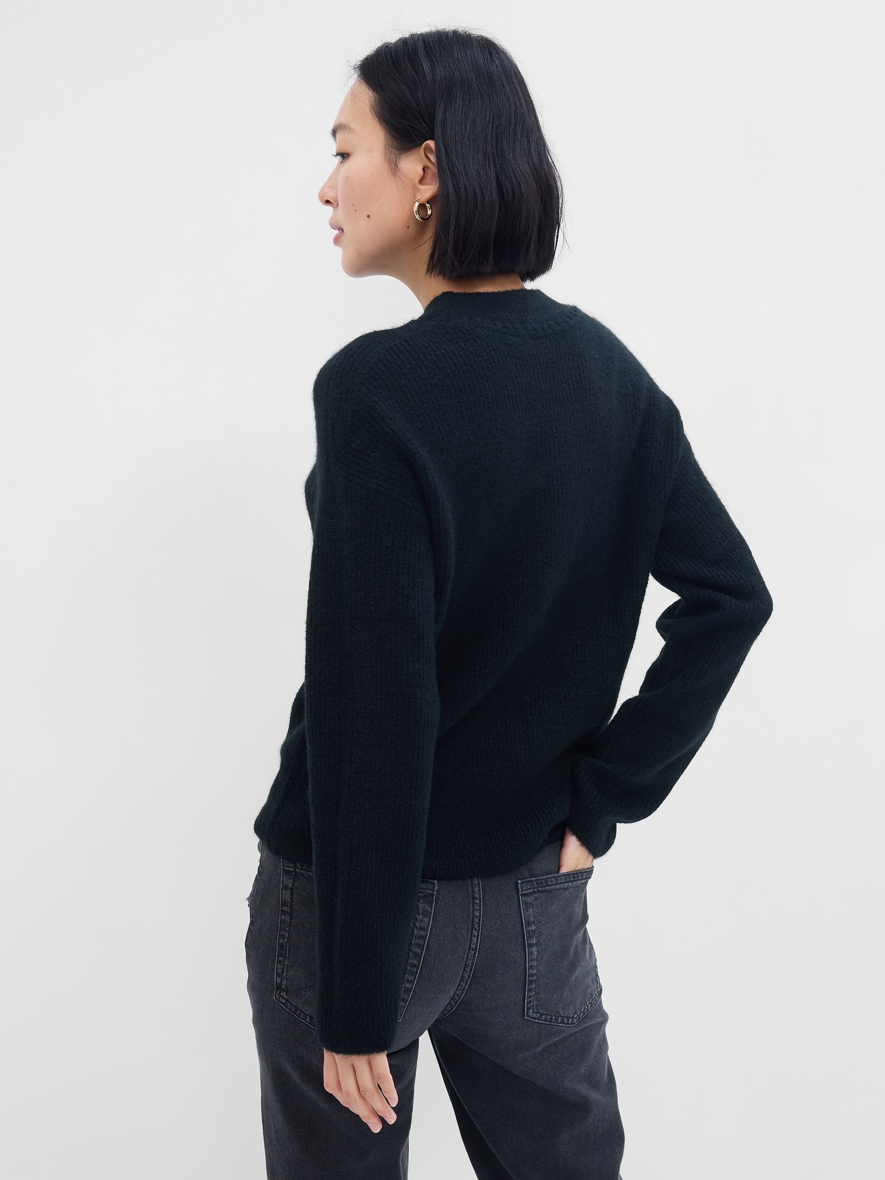 Black ribbed crew neck jumper shop