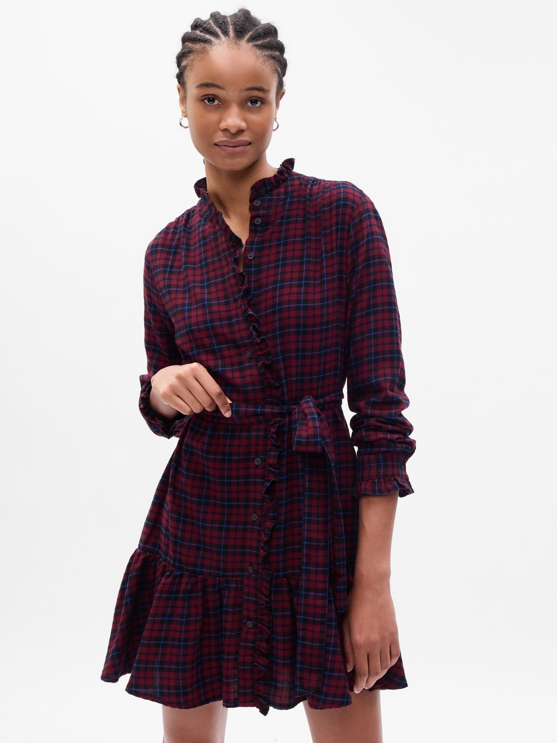 Long sleeve checkered dress hotsell