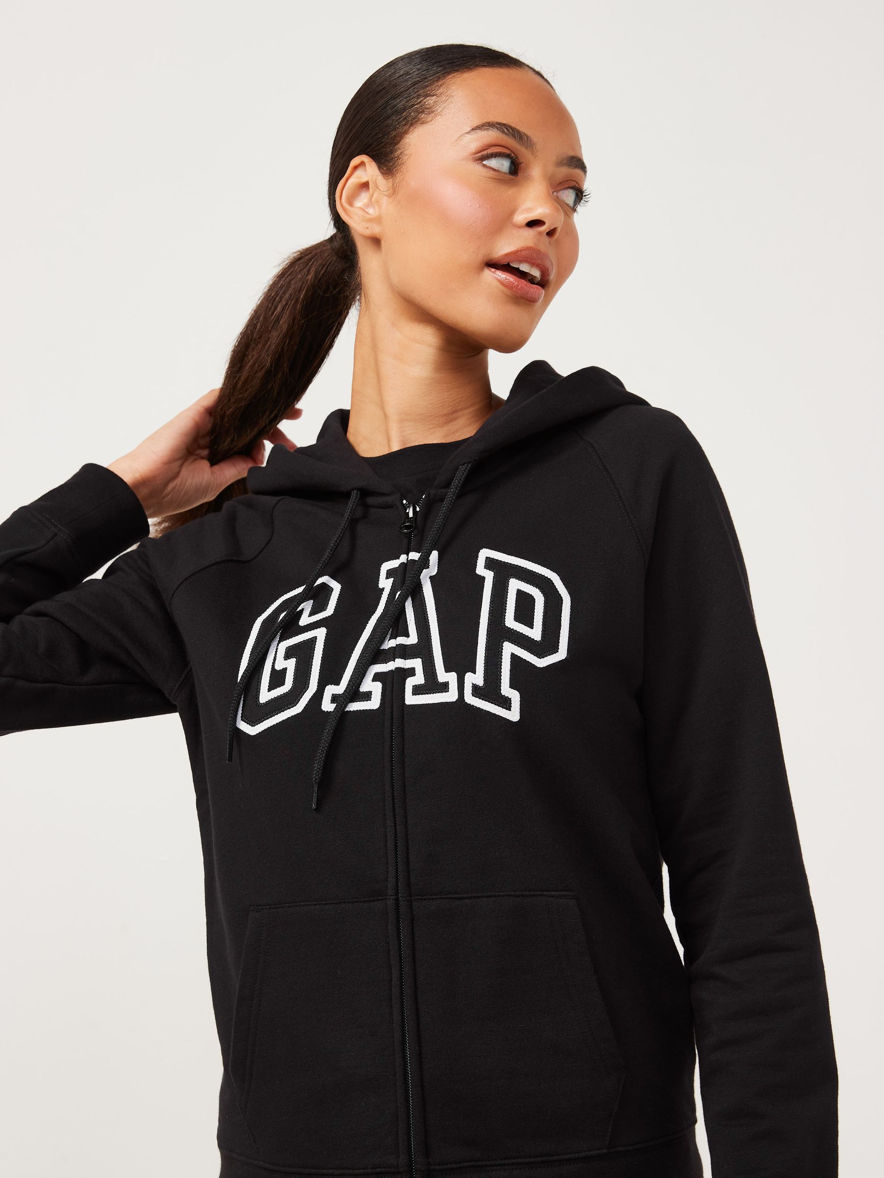 Gap black zip up hoodie discount
