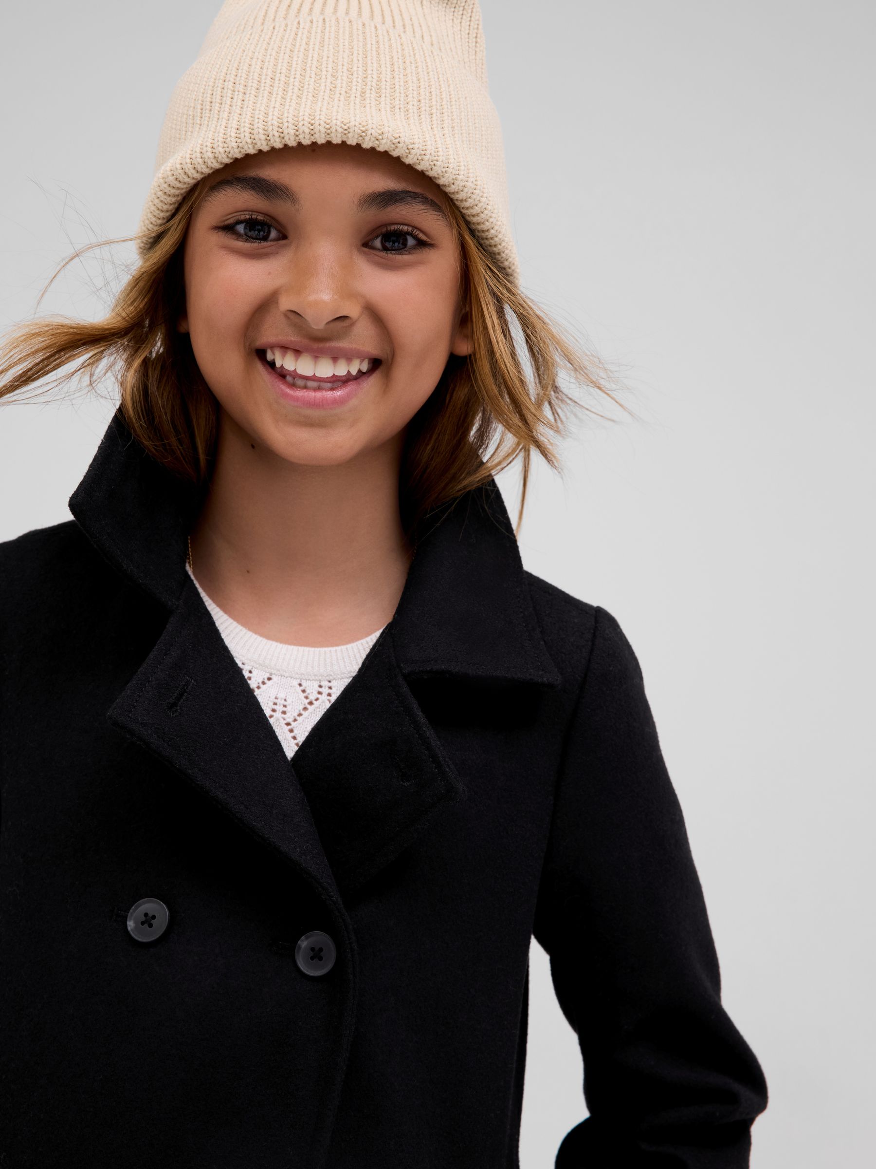 Buy Black Wool Mix Peacoat from the Gap online shop