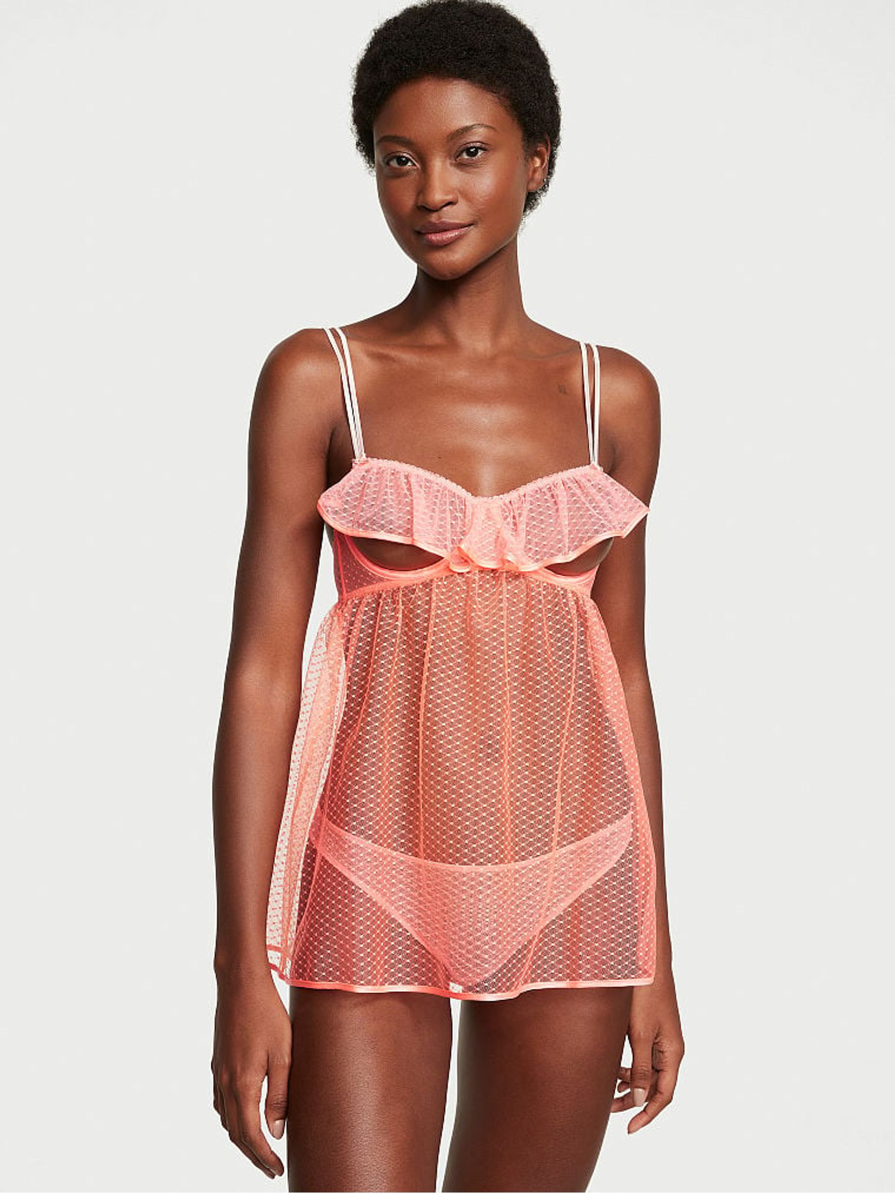 Neon Nectar Orange Peek A Boo Babydoll Victoria s Secret UK