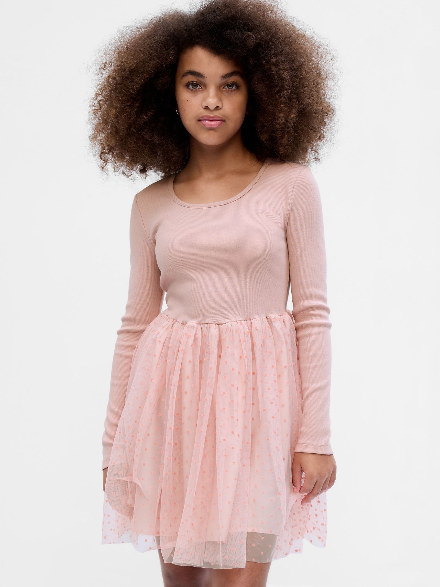 Buy Pink Tulle Long Sleeve Mini Dress from the Gap online shop