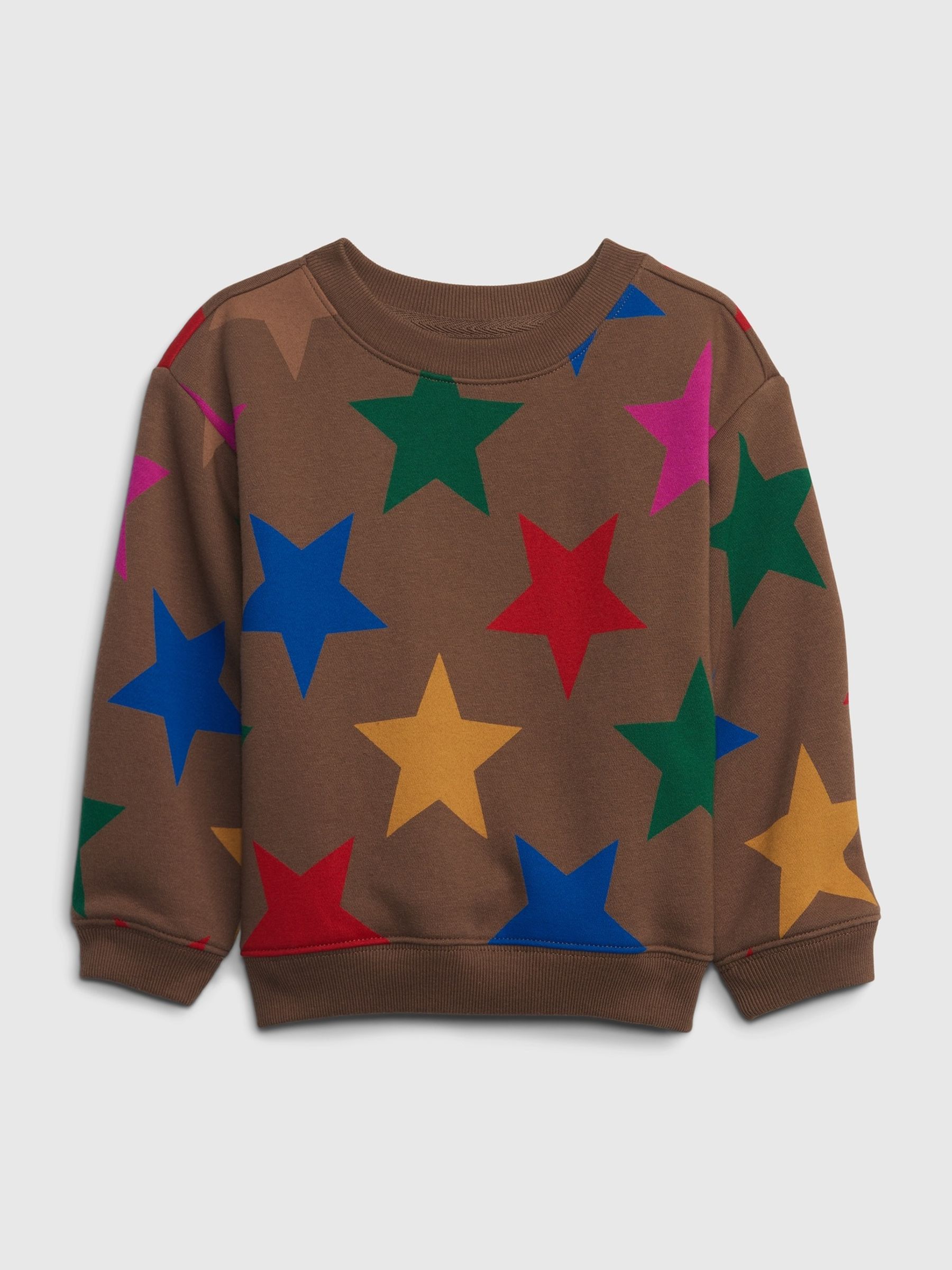 Brown Star Graphic Print Sweatshirt