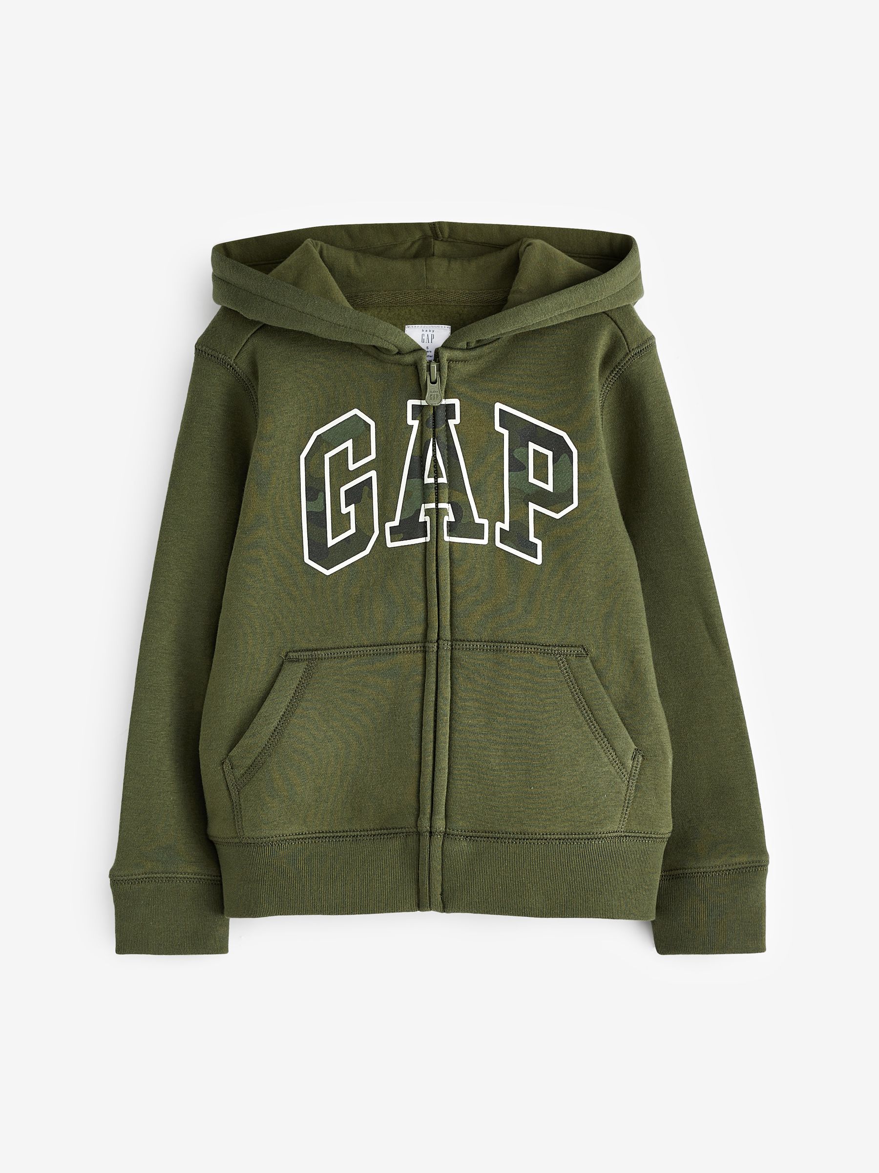 Khaki Green Logo Zip Up Hoodie