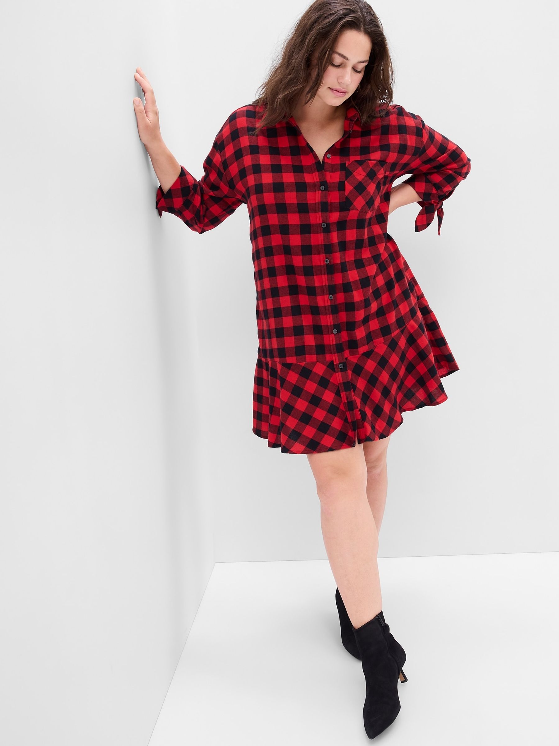 Plaid ruffle dress discount