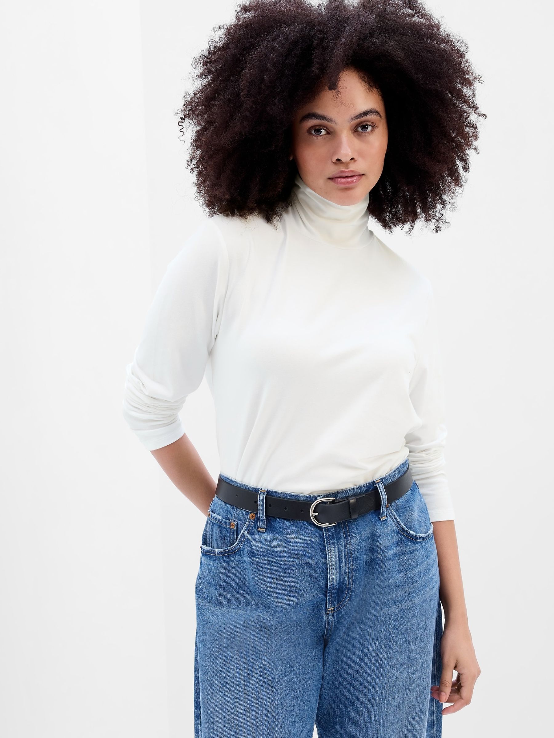 Buy White Long Sleeve Turtle Neck T Shirt from the Gap online shop