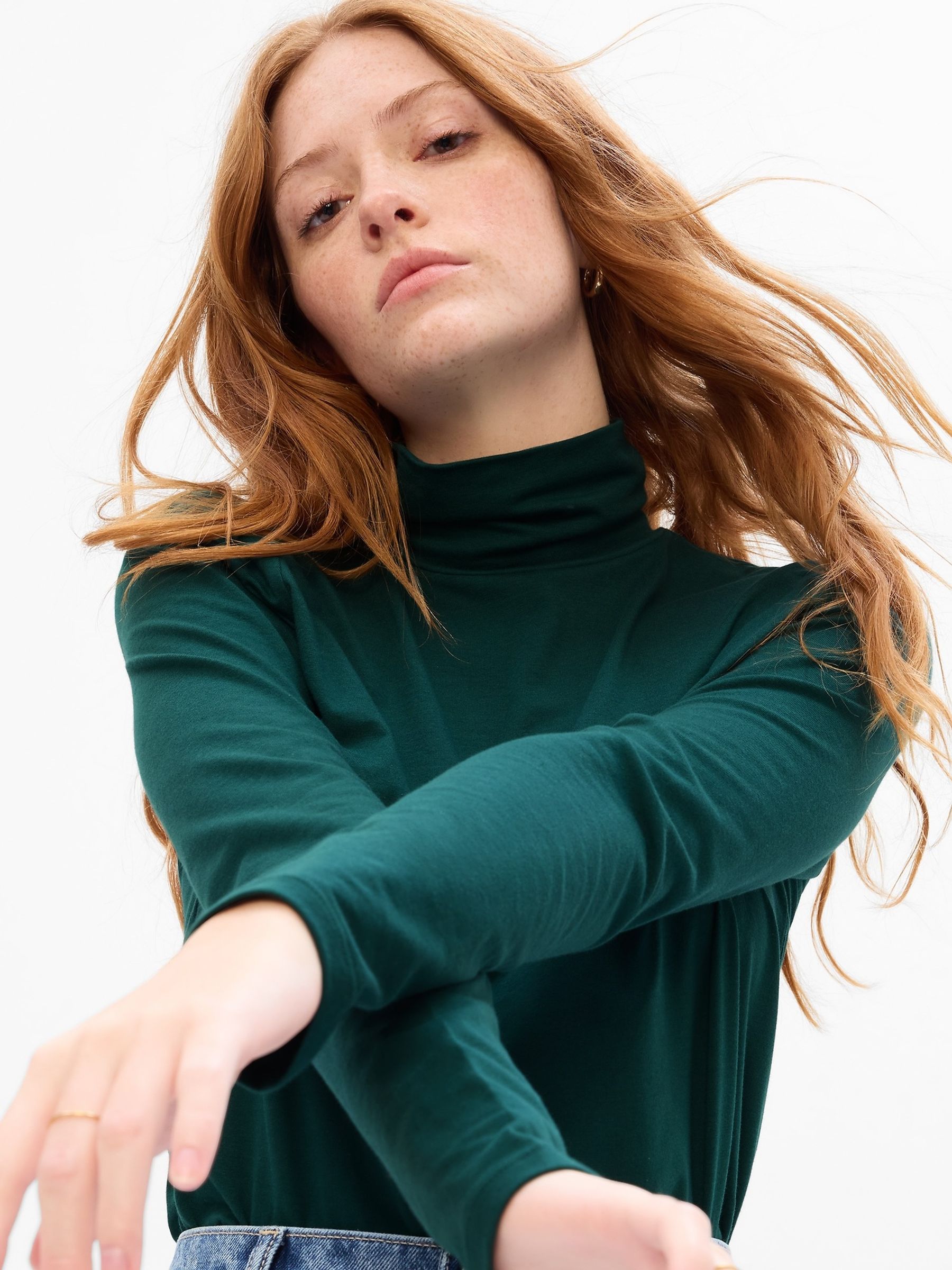 Stretch turtleneck top outlet