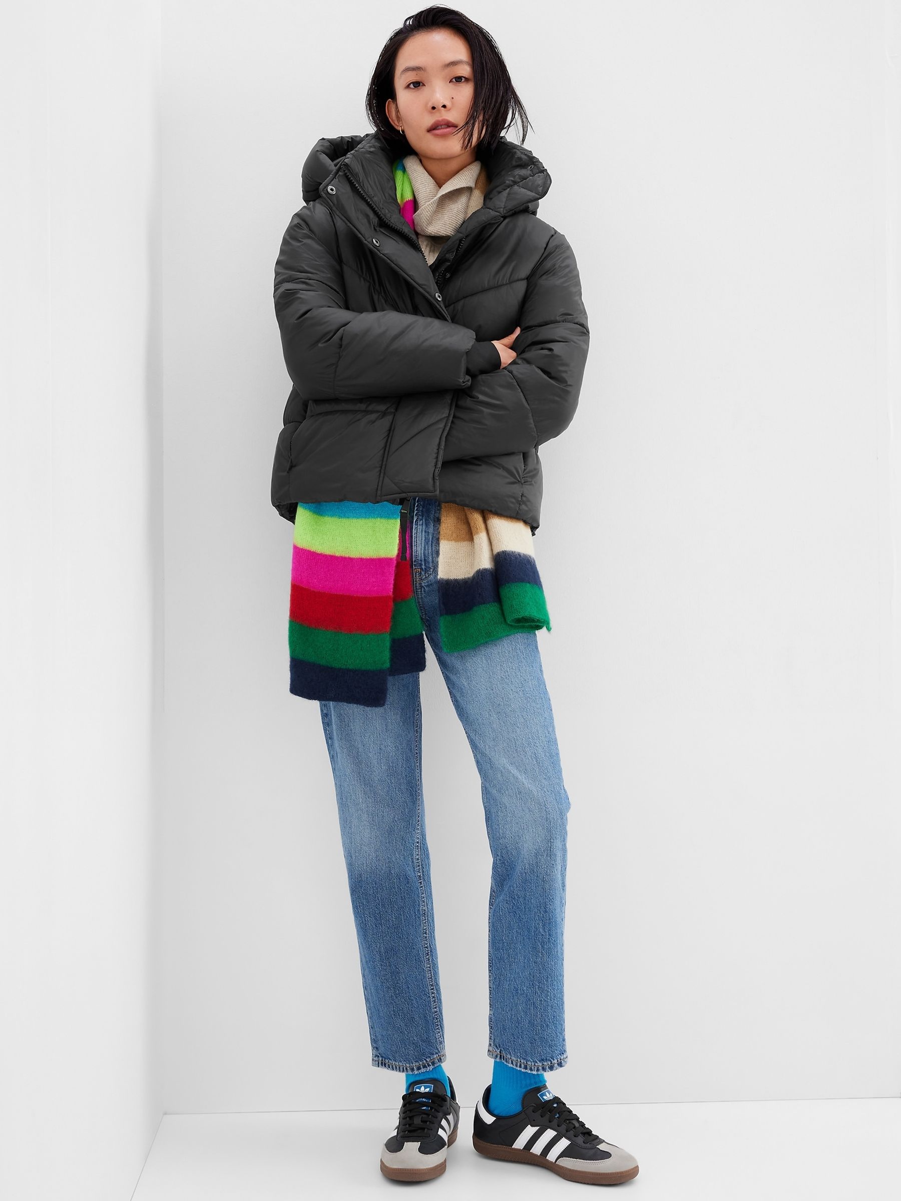 Black Big Puff Cropped Jacket