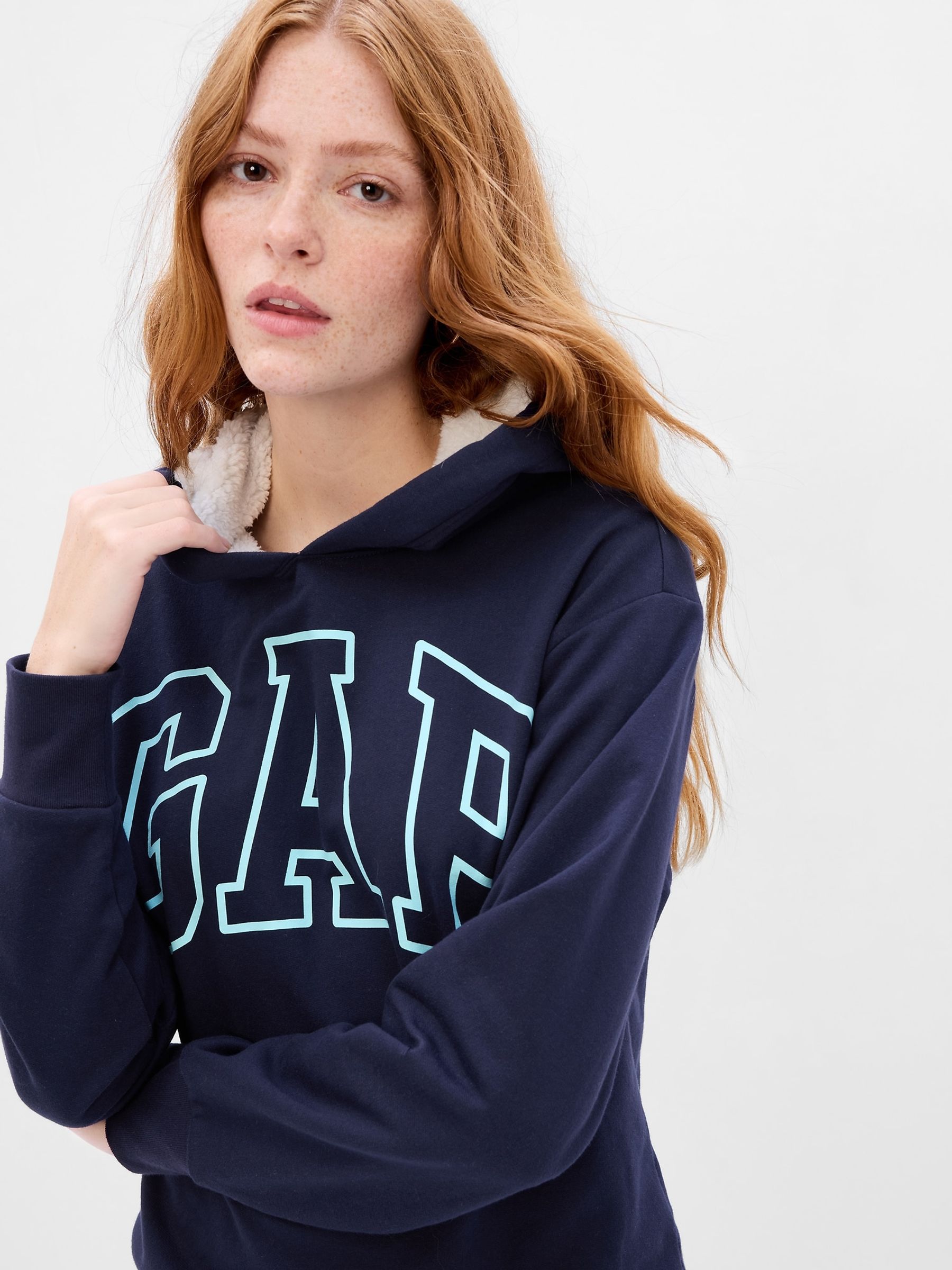 Sherpa lined hoodie gap clearance