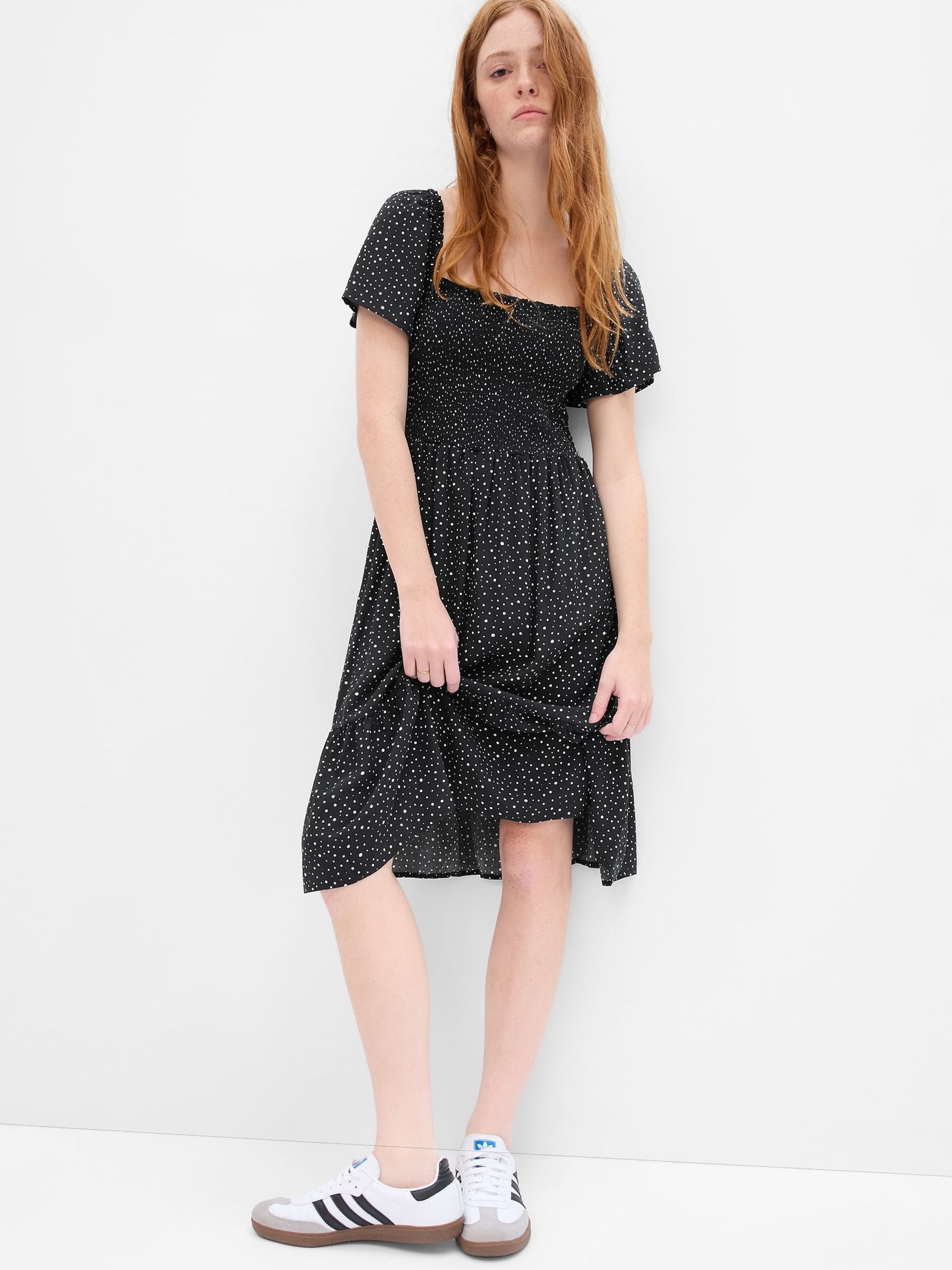 Midi cap sleeve dress gap clearance