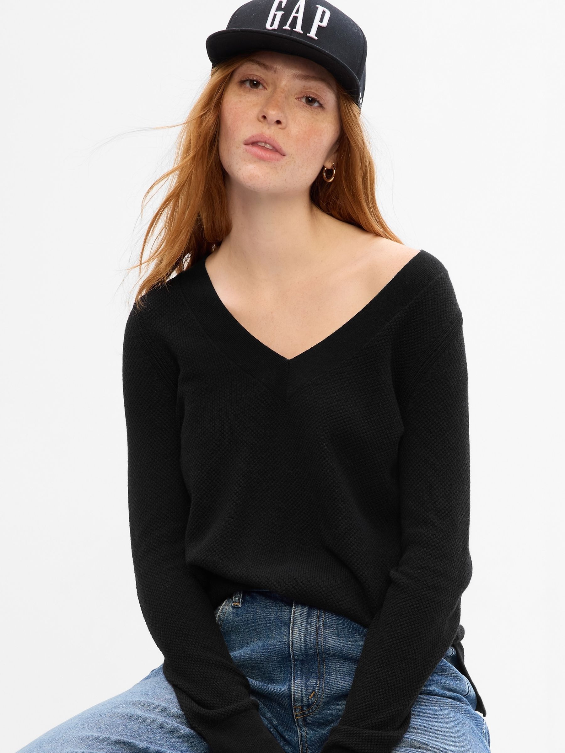 Buy Black V Neck Jumper from the Gap online shop