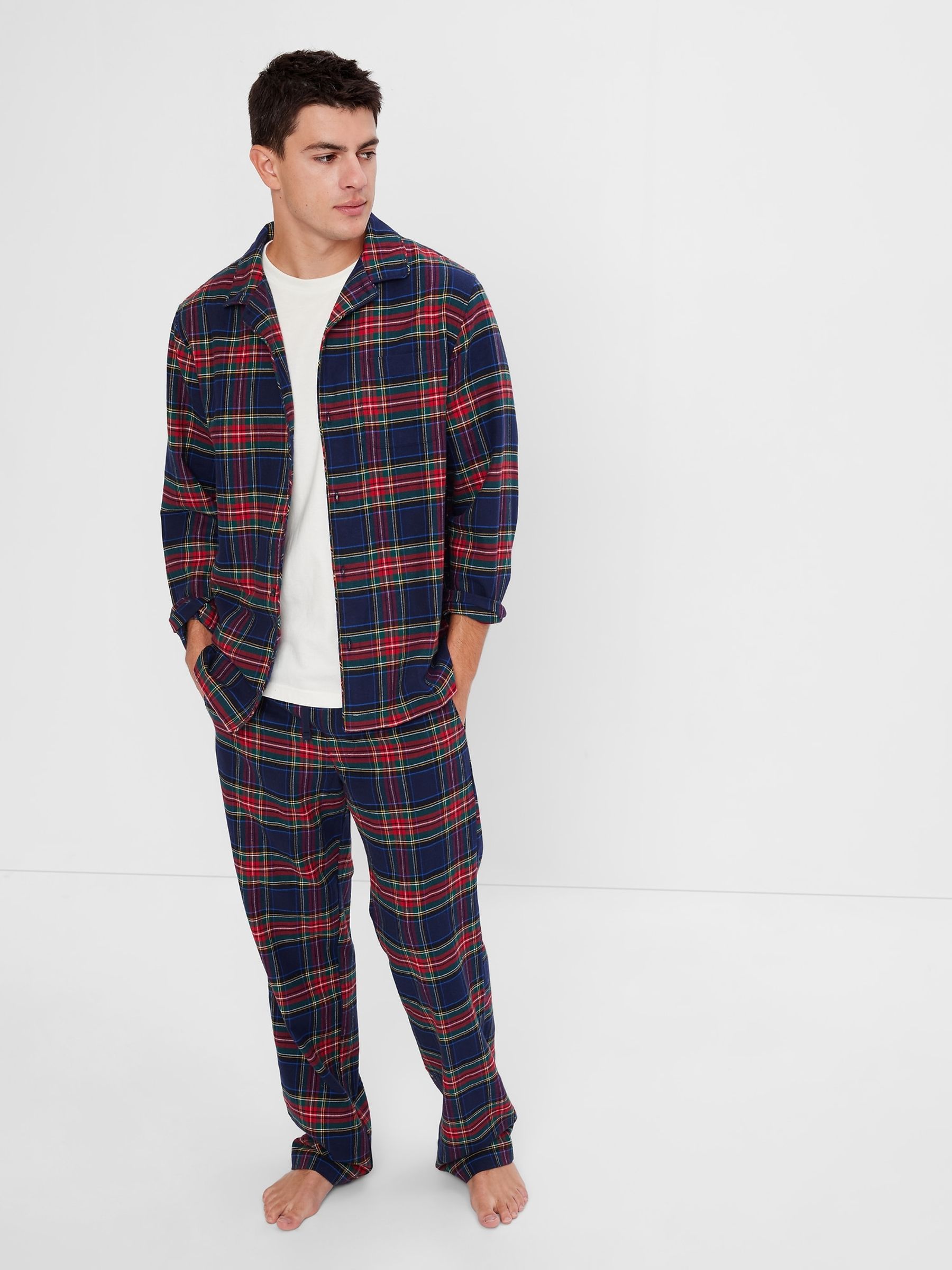 Blue Red Tartan Christmas Flannel Pyjamas