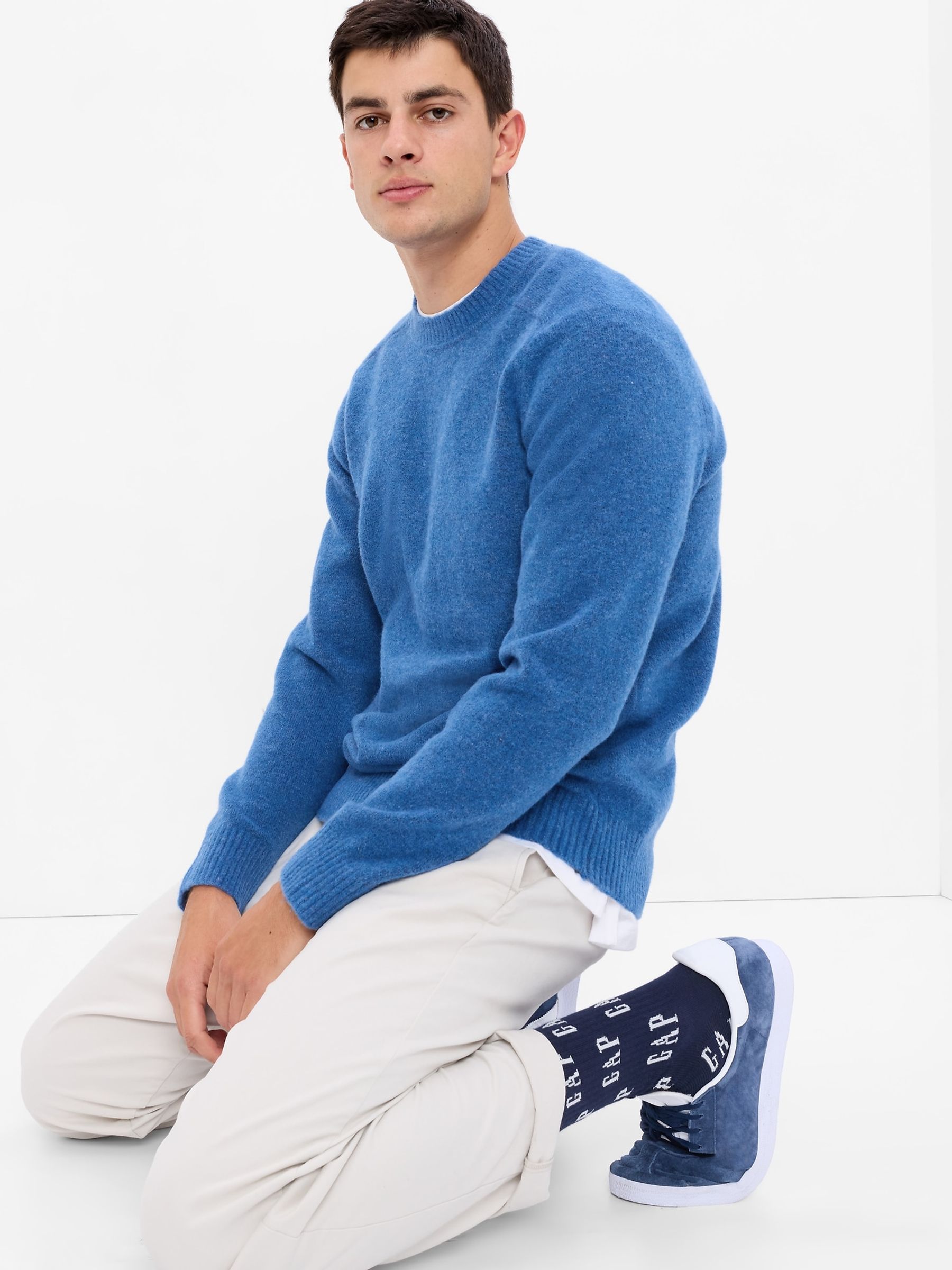 Buy Bright Blue Crew Neck Jumper from the Gap online shop