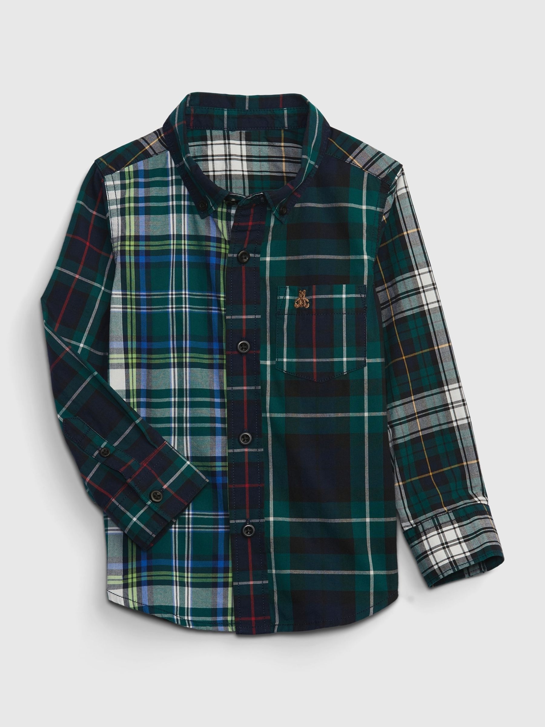Plaid poplin shirt top