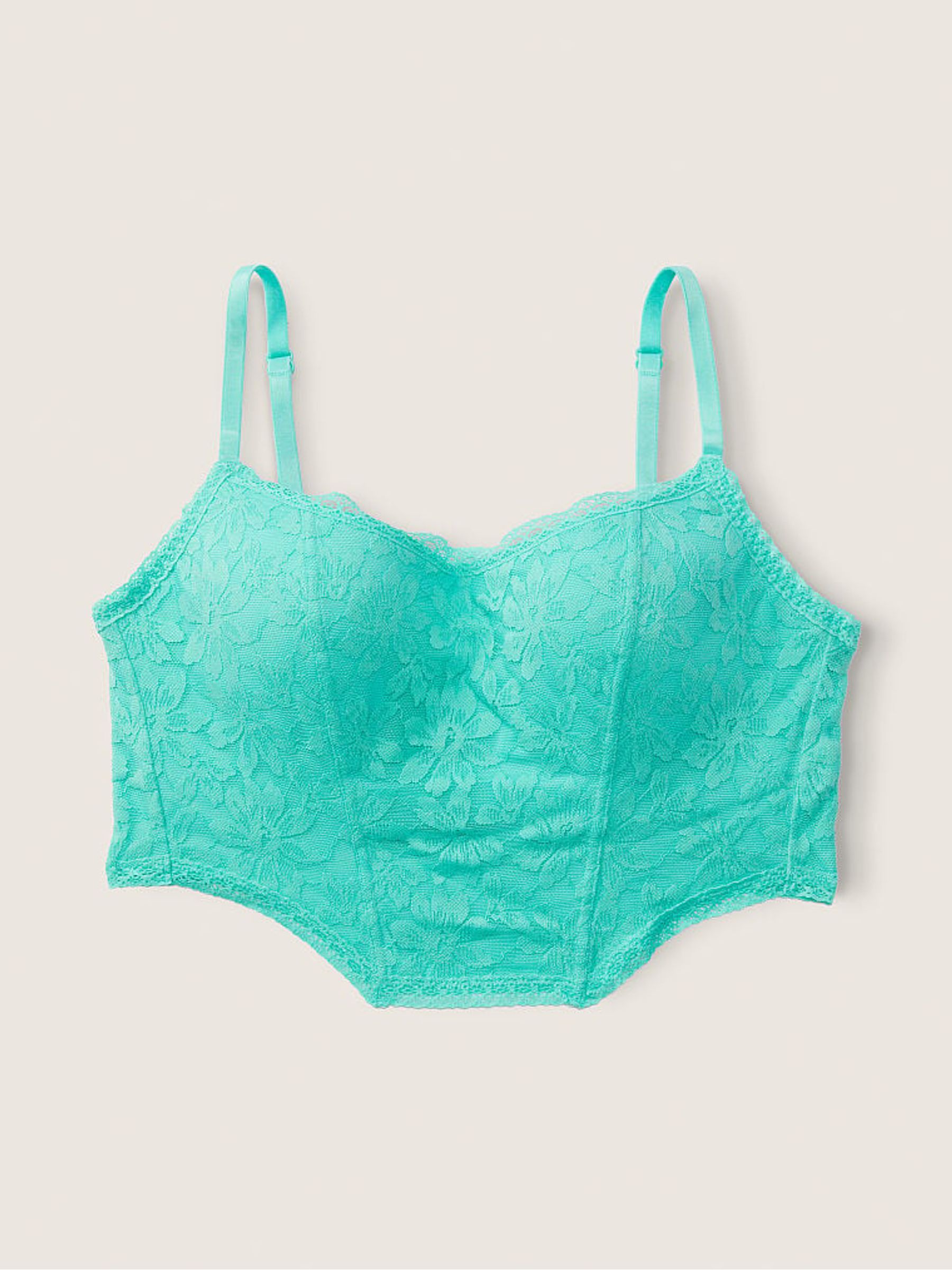Teal Ice Green Lace Lightly Lined Corset Bralette Victoria s Secret UK