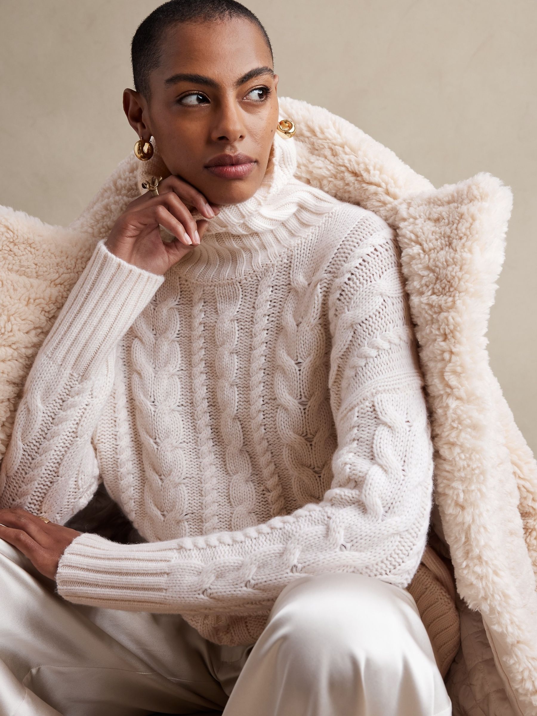 Banana Republic Cream Breton Merino Cashmere Jumper