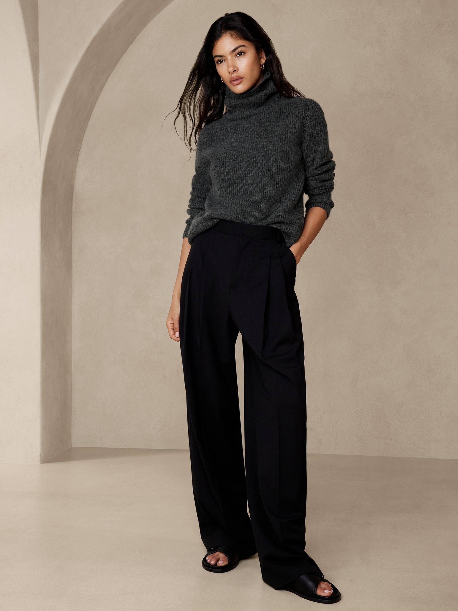 Banana Republic Grey Chiara Cashmere Turtleneck Jumper