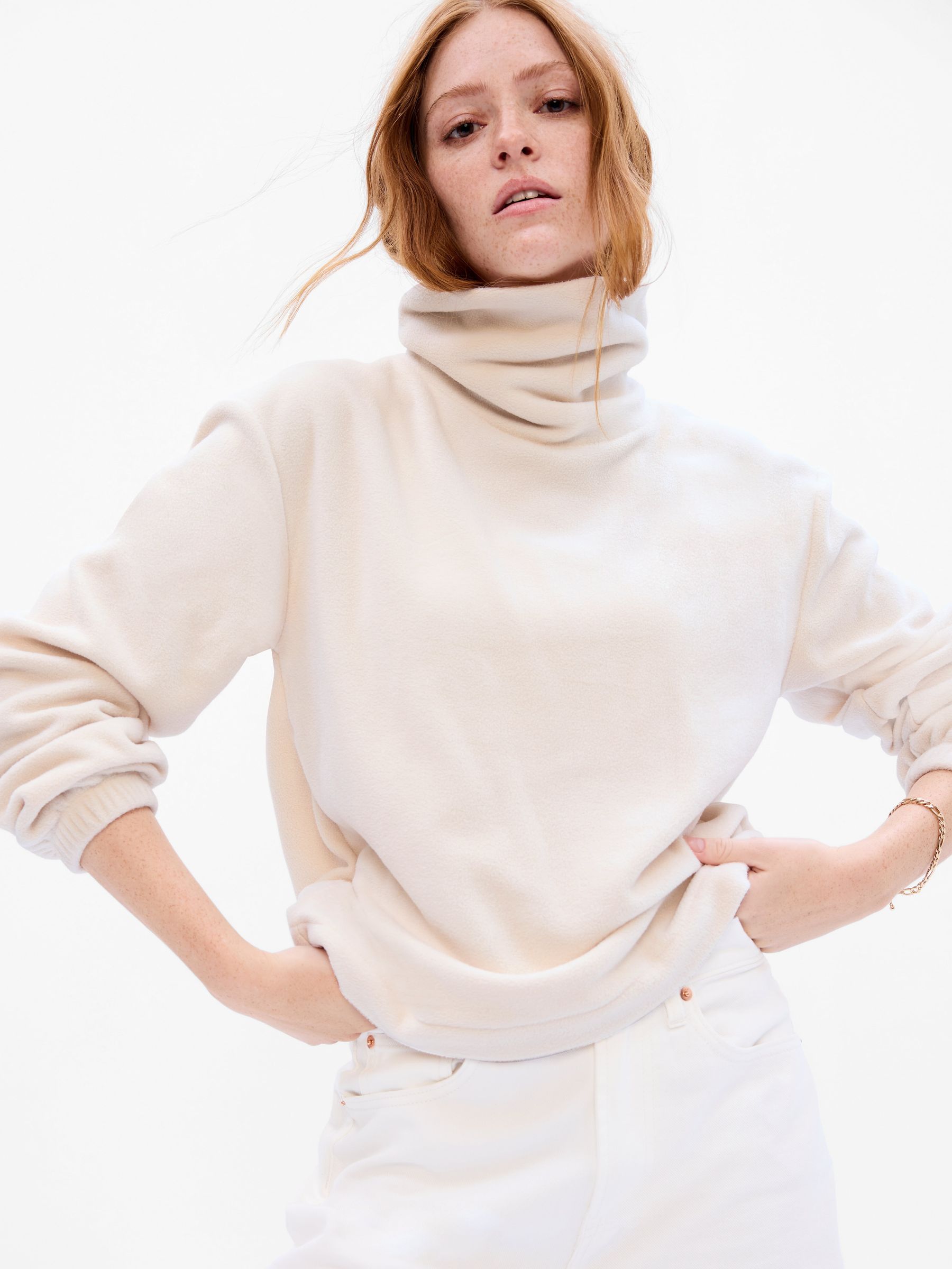 Beige Turtle Neck Arctic Fleece