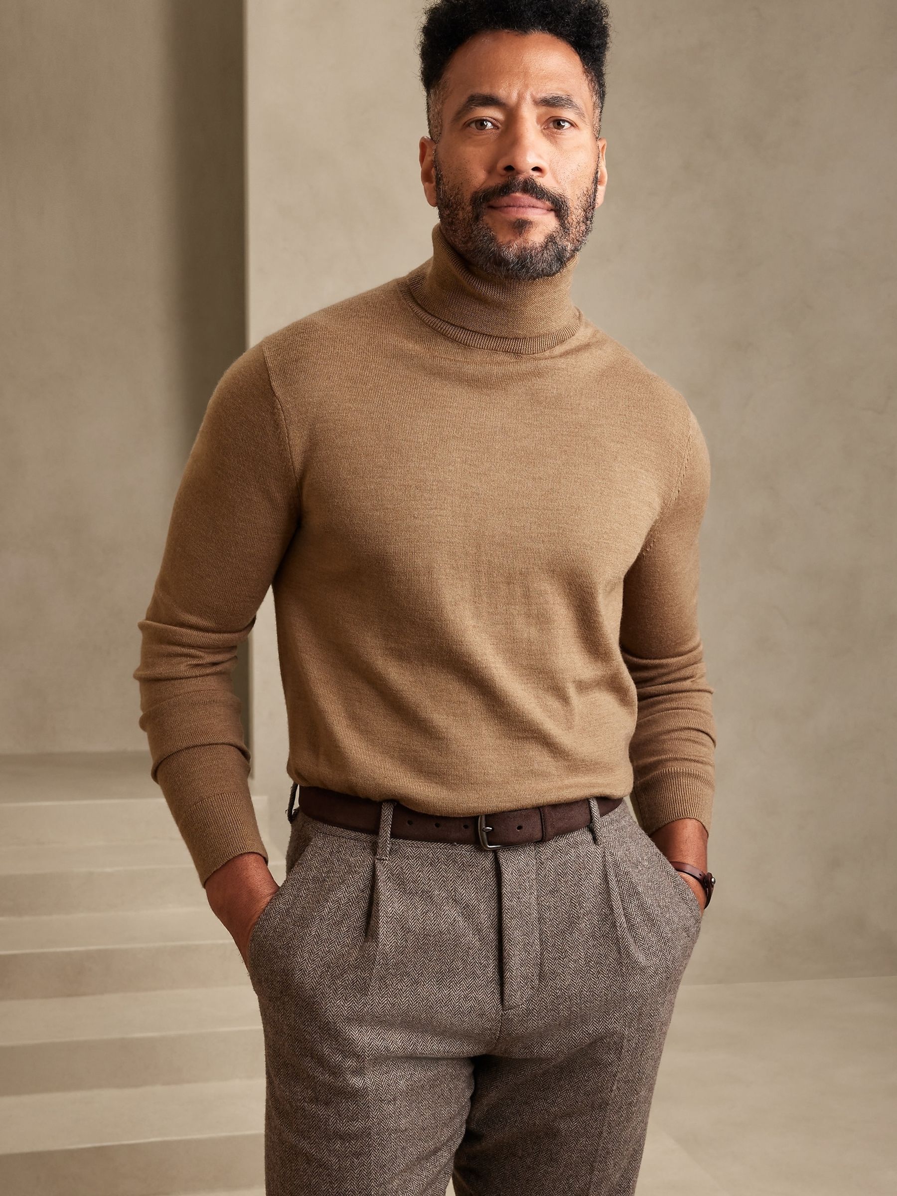 Buy Banana Republic Beige Moda Merino Turtleneck Jumper from the Gap online shop