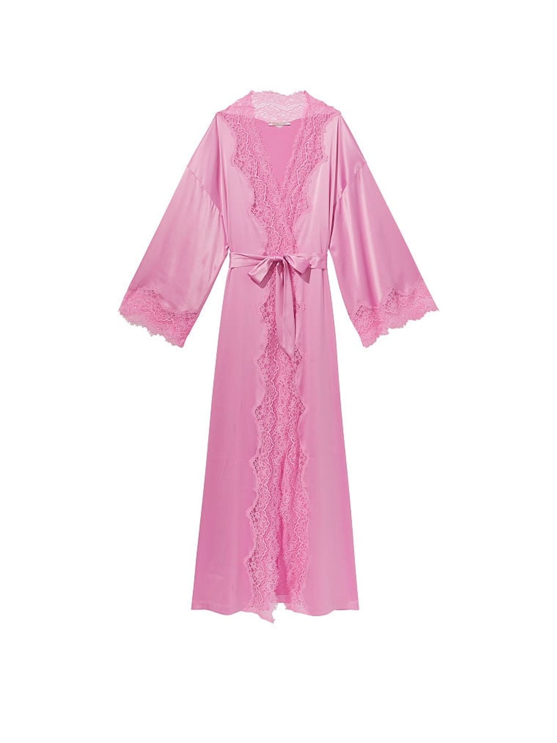 Buy Victoria s Secret Lilac Chiffon Pink Lace Trim Satin Long Robe from the Victoria s Secret UK online shop
