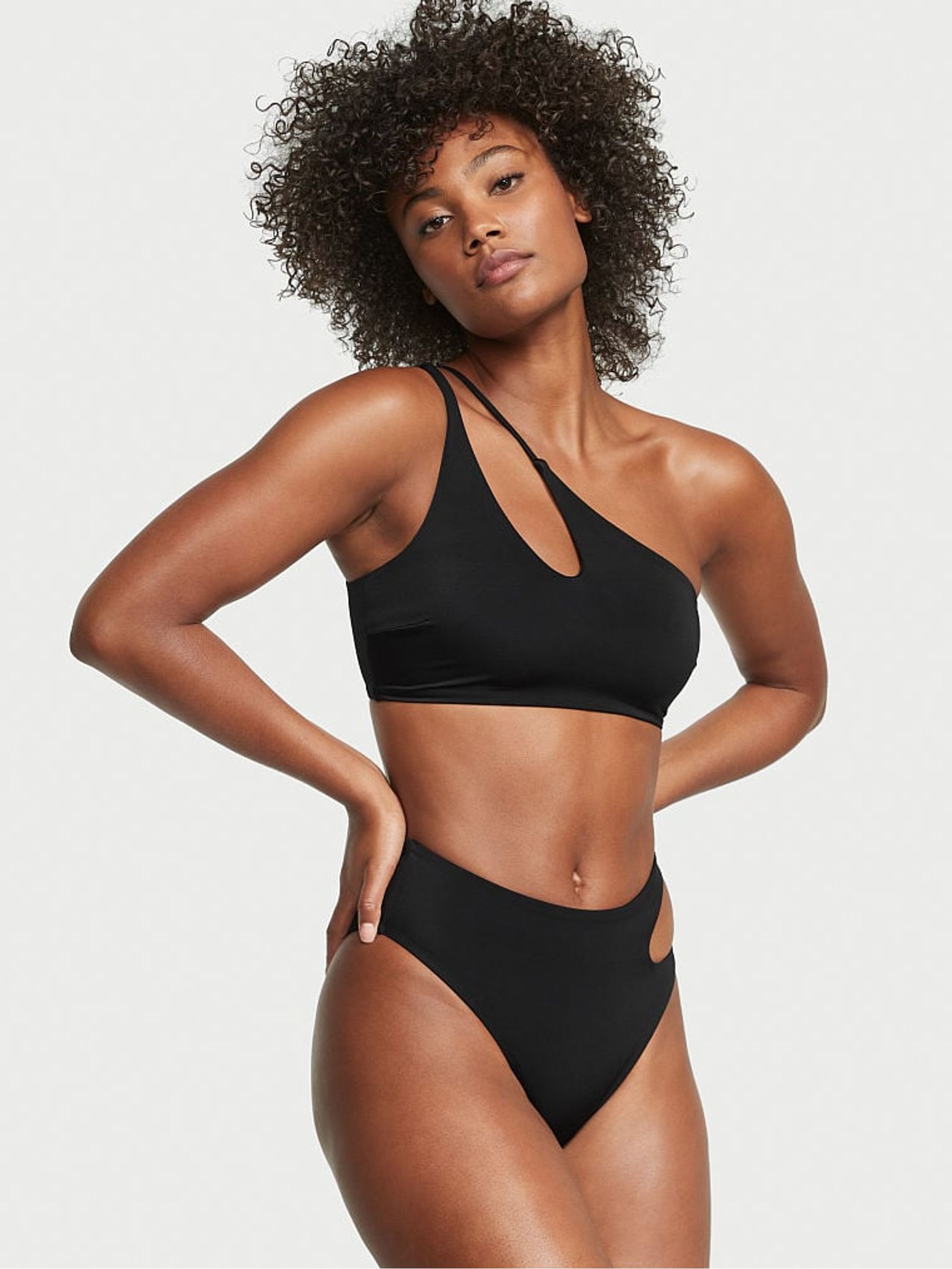 Black Nero Cut Out High Waist Cheeky Swim Bikini Bottom Victoria s Secret UK
