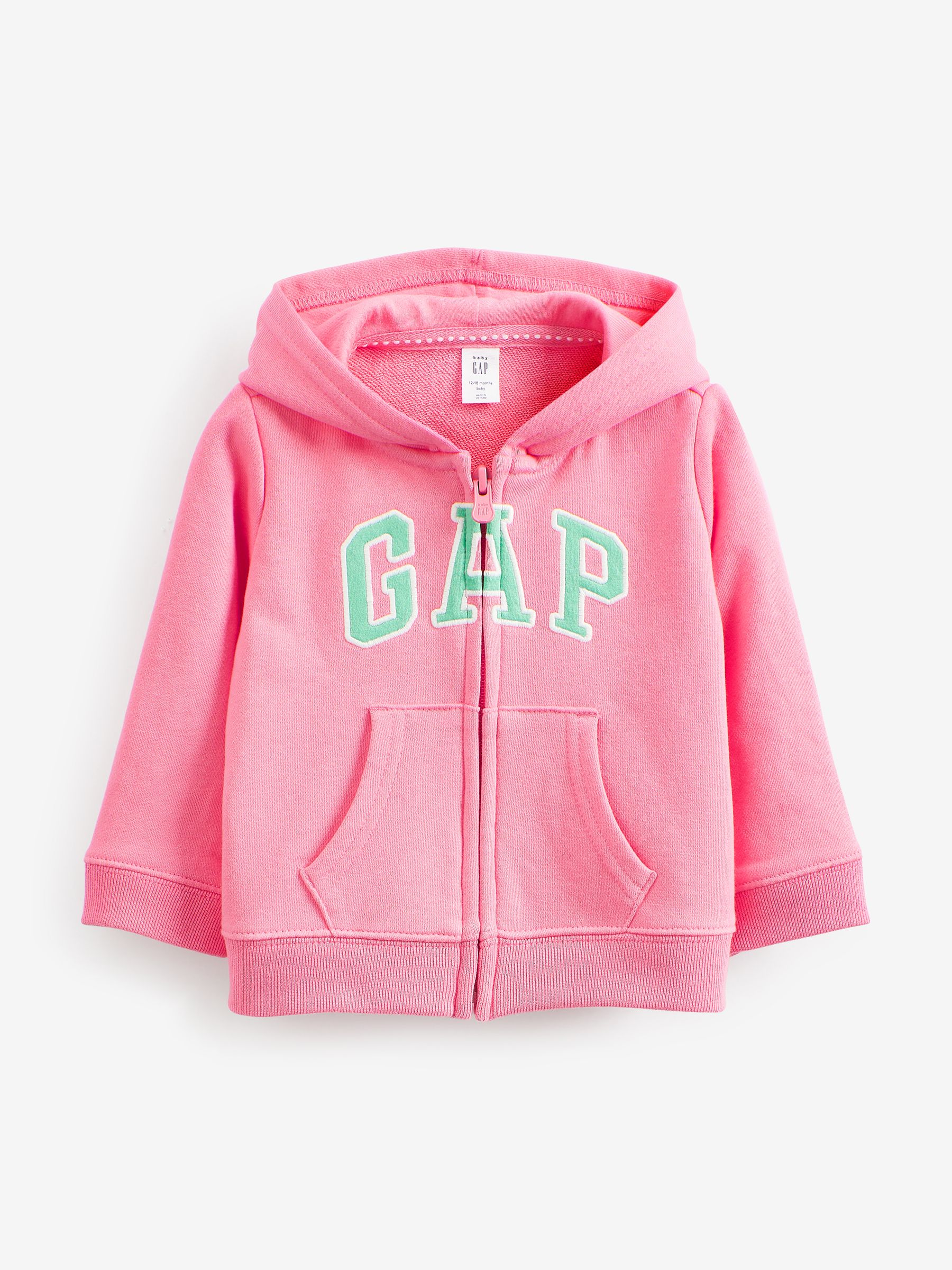 Pink and Green Logo Zip Up Hoodie