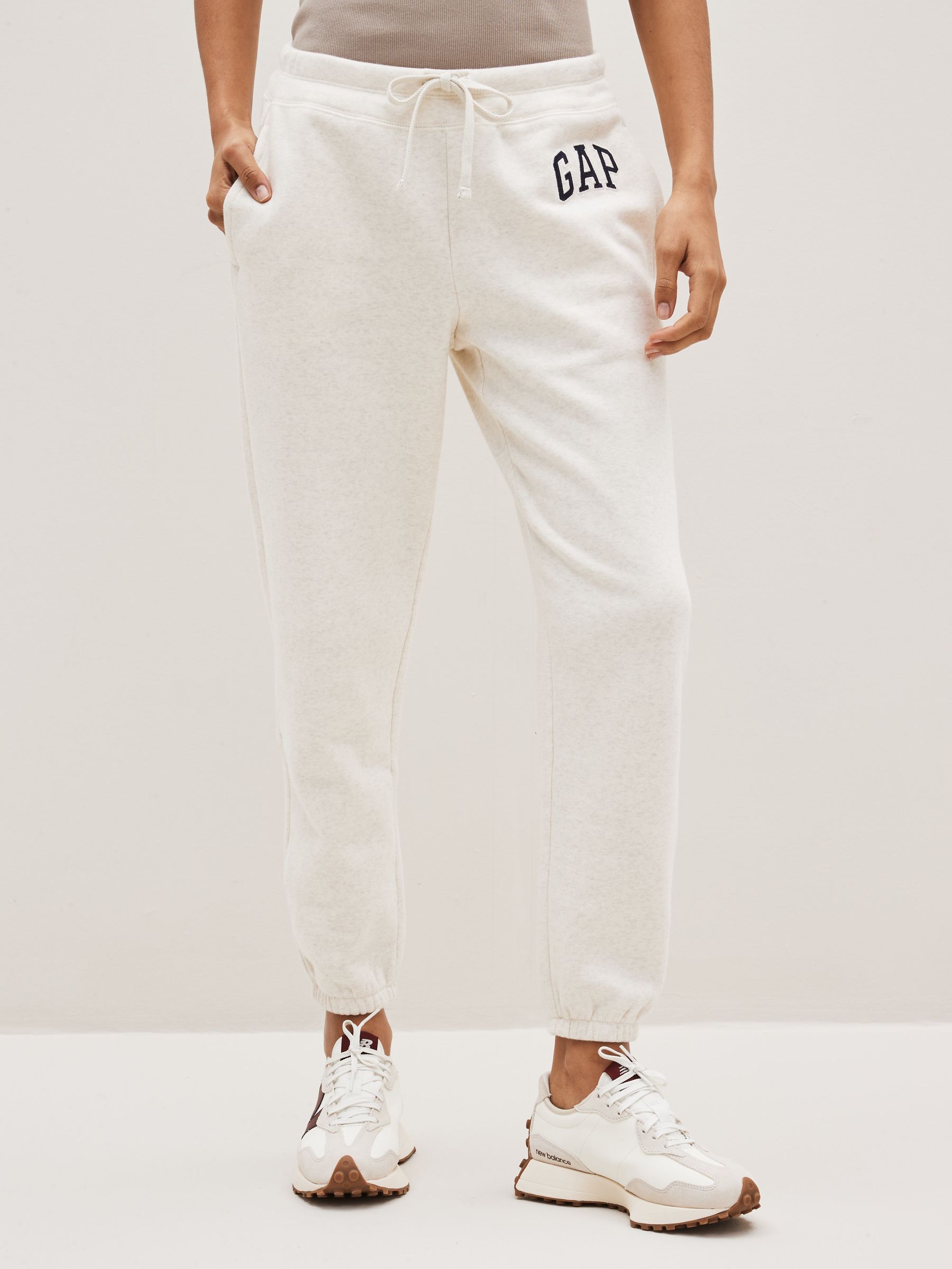 Cream Vintage Arch Logo Fleece Lined Joggers