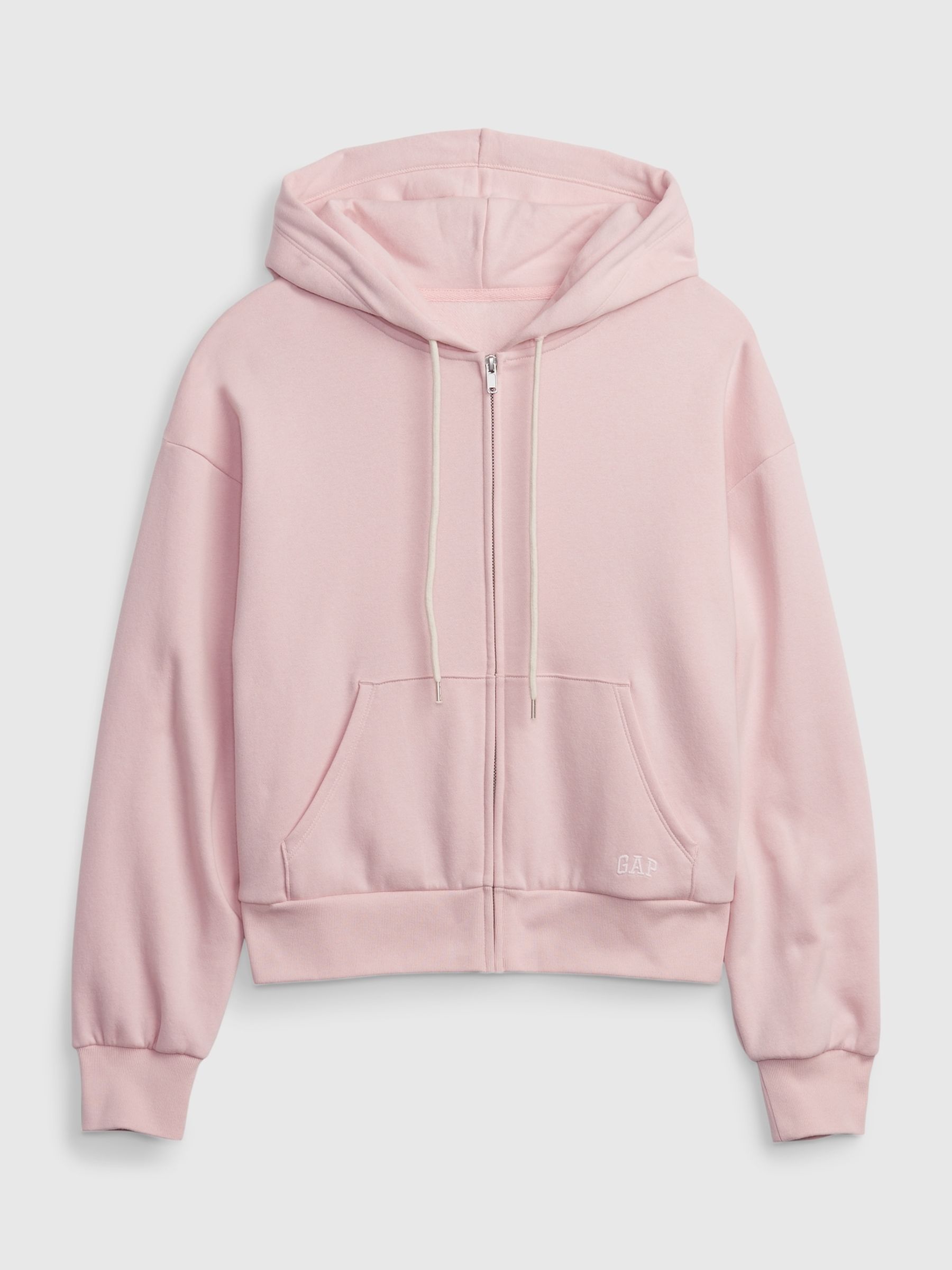 Buy Light Pink Back Logo Cropped Zip Up Hoodie from the Gap online shop