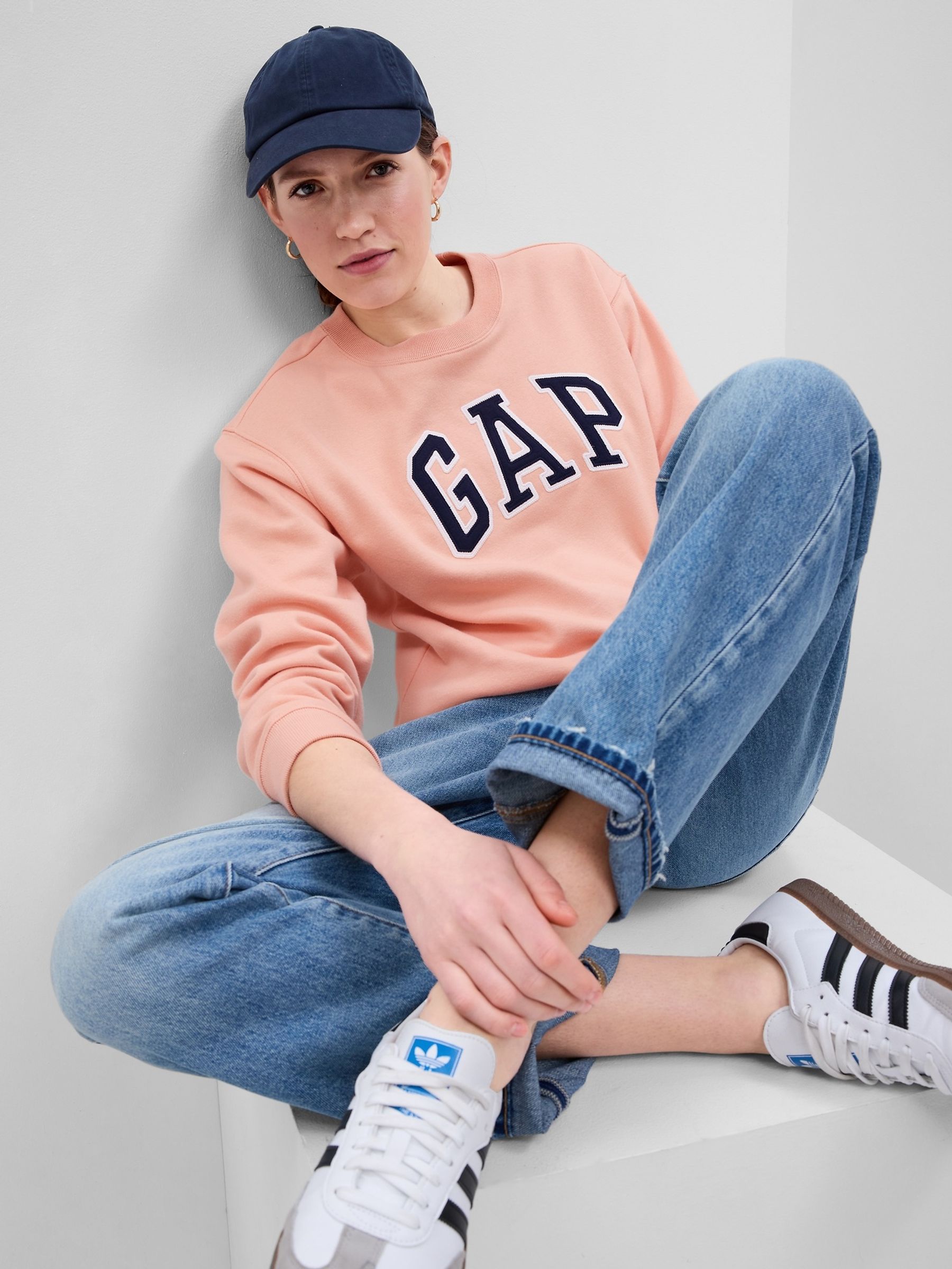 Buy Orange Peach Logo Crew Neck Sweatshirt from the Gap online shop