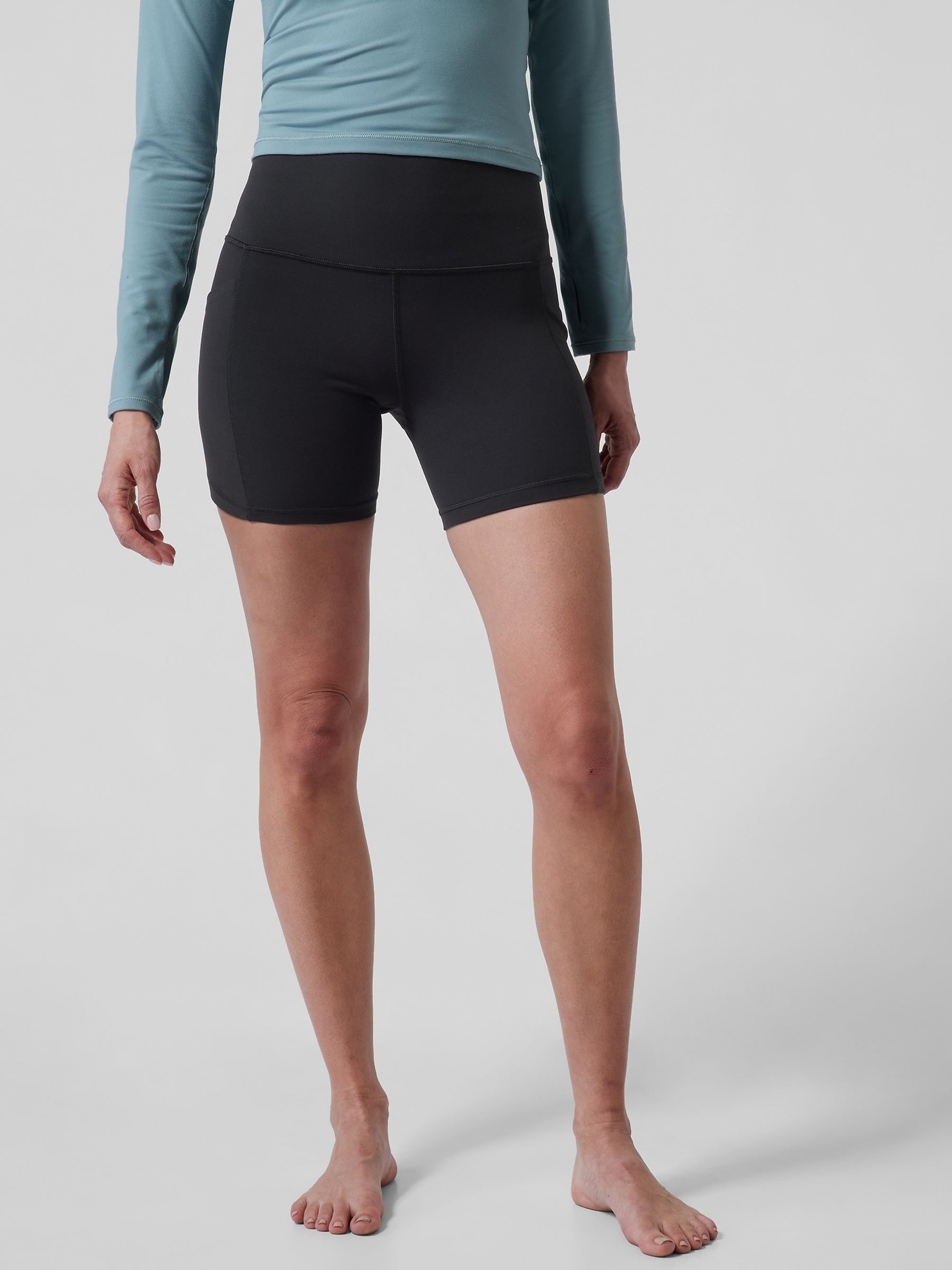Buy Athleta Black Short Length Salutation High Waisted Pocket Cycling Shorts from the Gap online shop