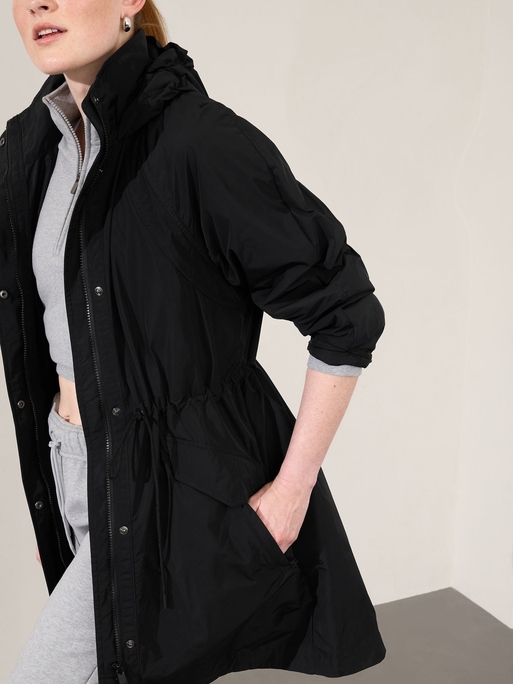 Buy Athleta Black Waterproof Hooded Jacket from the Gap online shop