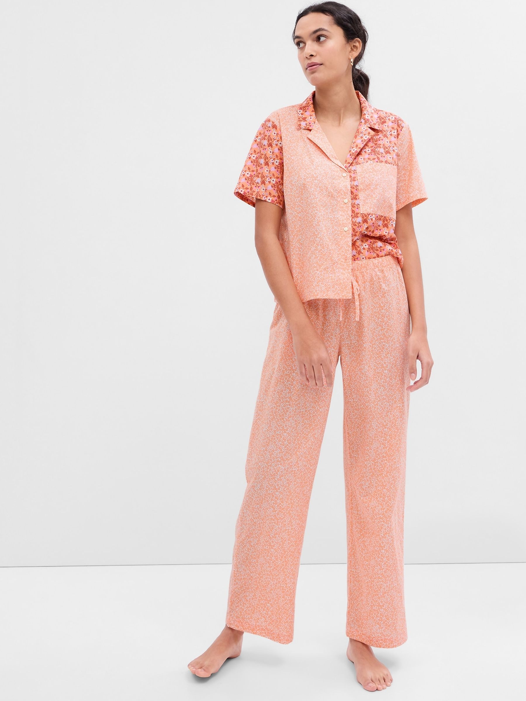 Orange Floral Cotton Pyjama Bottoms