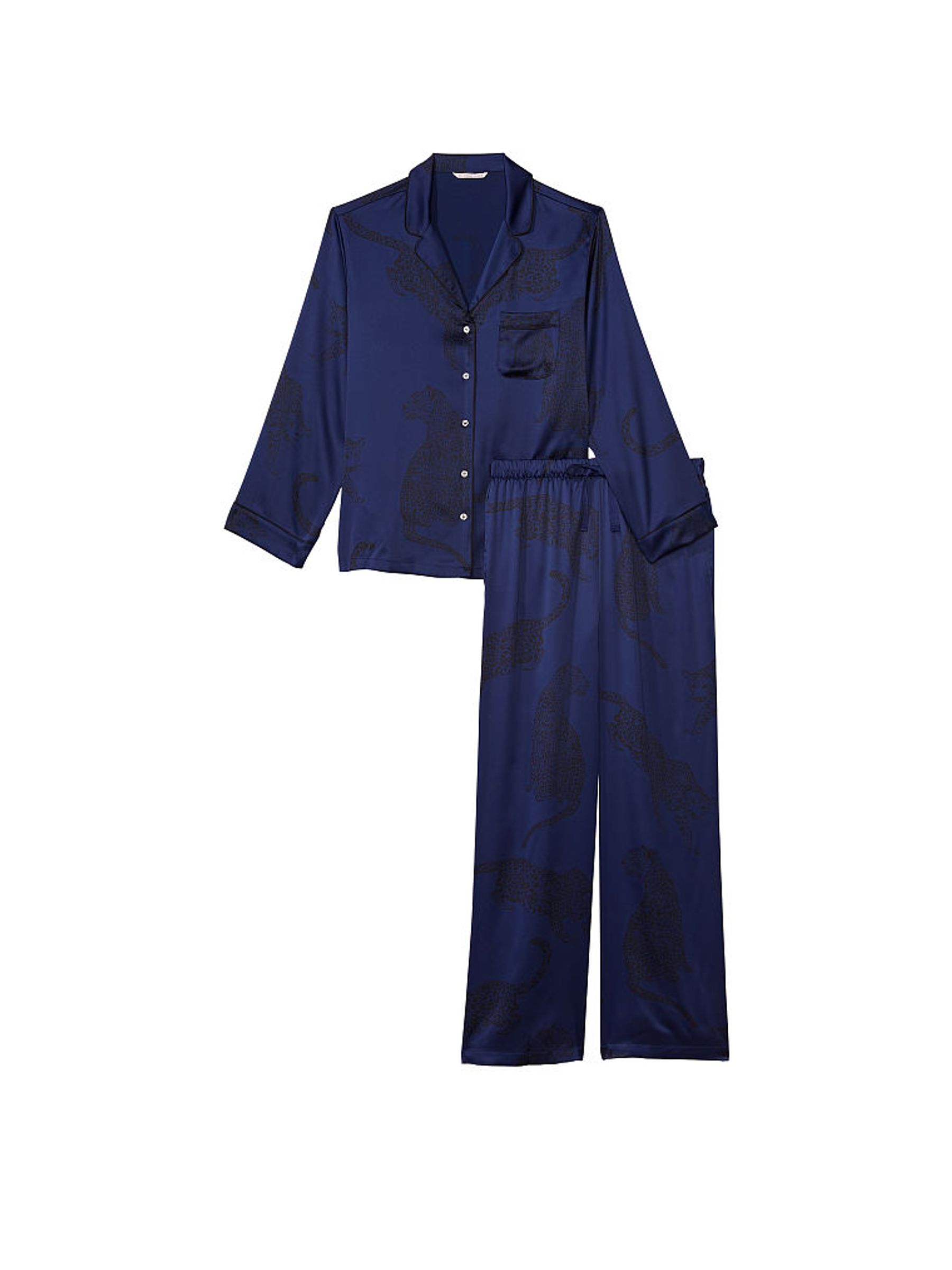 Buy Victoria s Secret Ensign Blue Satin Long Pyjamas from the Victoria s Secret UK online shop
