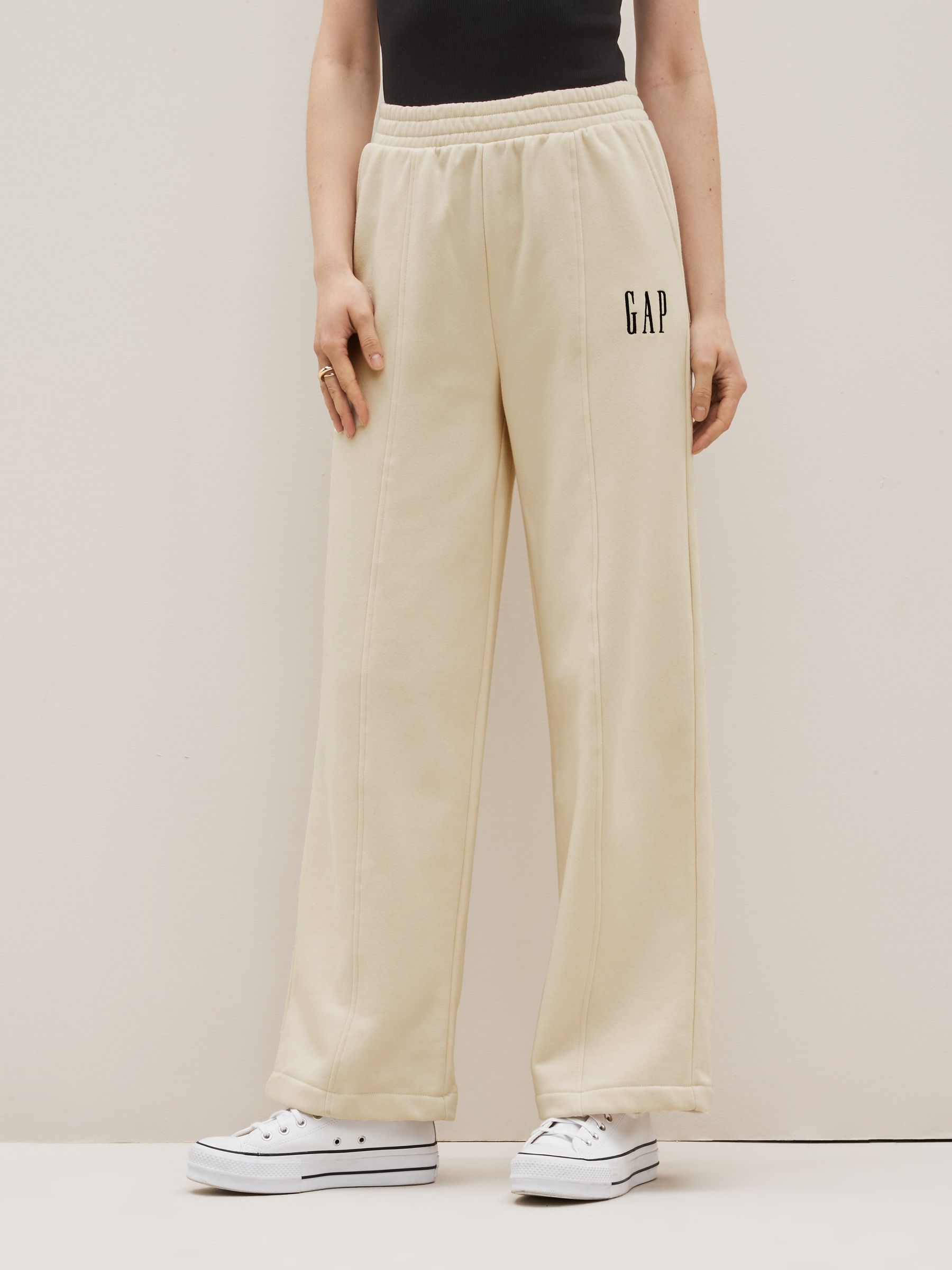Beige Vintage Arch Logo Wide Leg Joggers