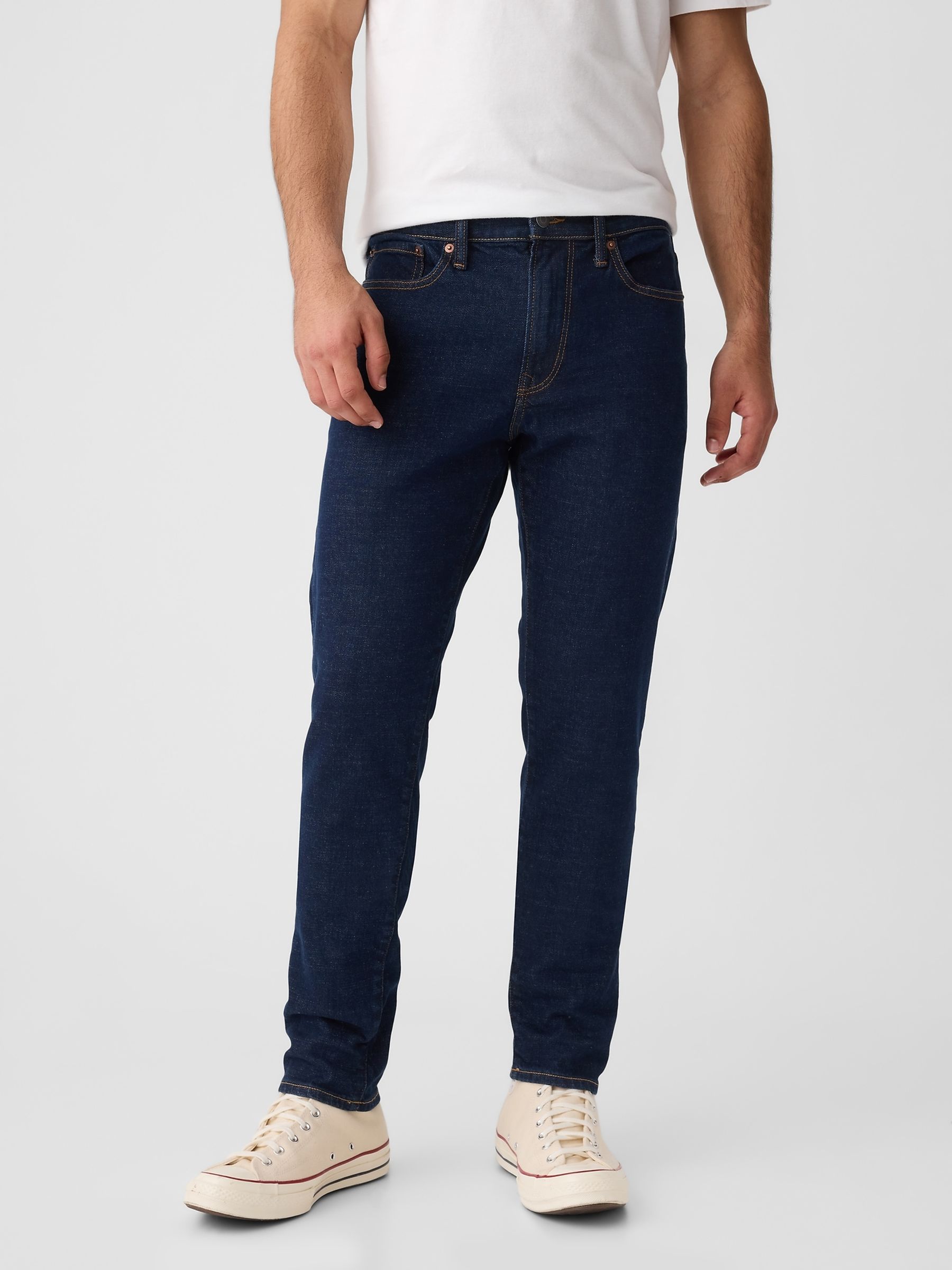 Stretch slim fit tapered jeans cheap