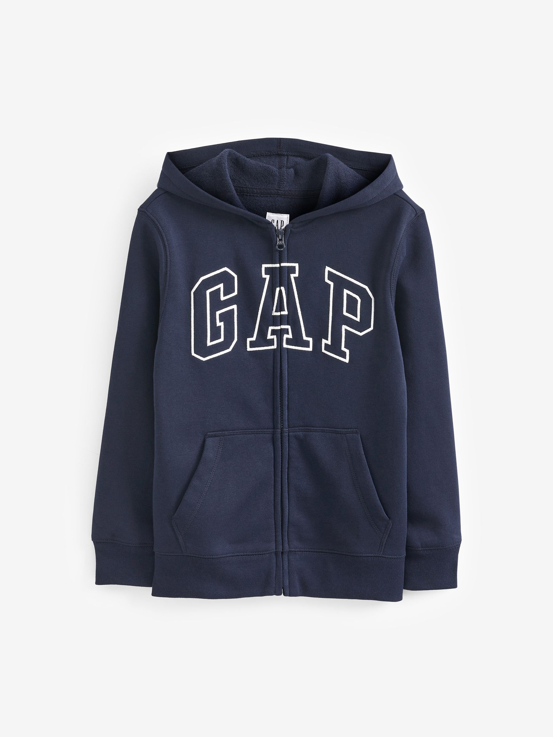 Navy Blue Logo Zip Through Hoodie 4 13yrs